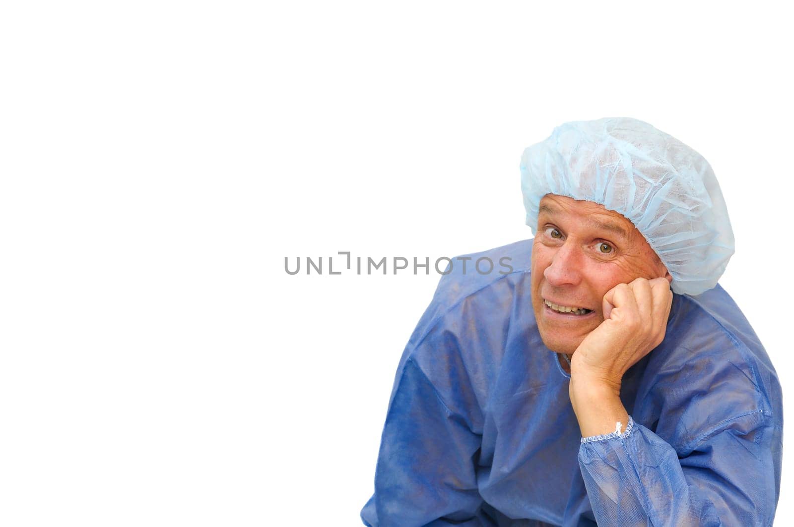 Patient laying down isolated in white