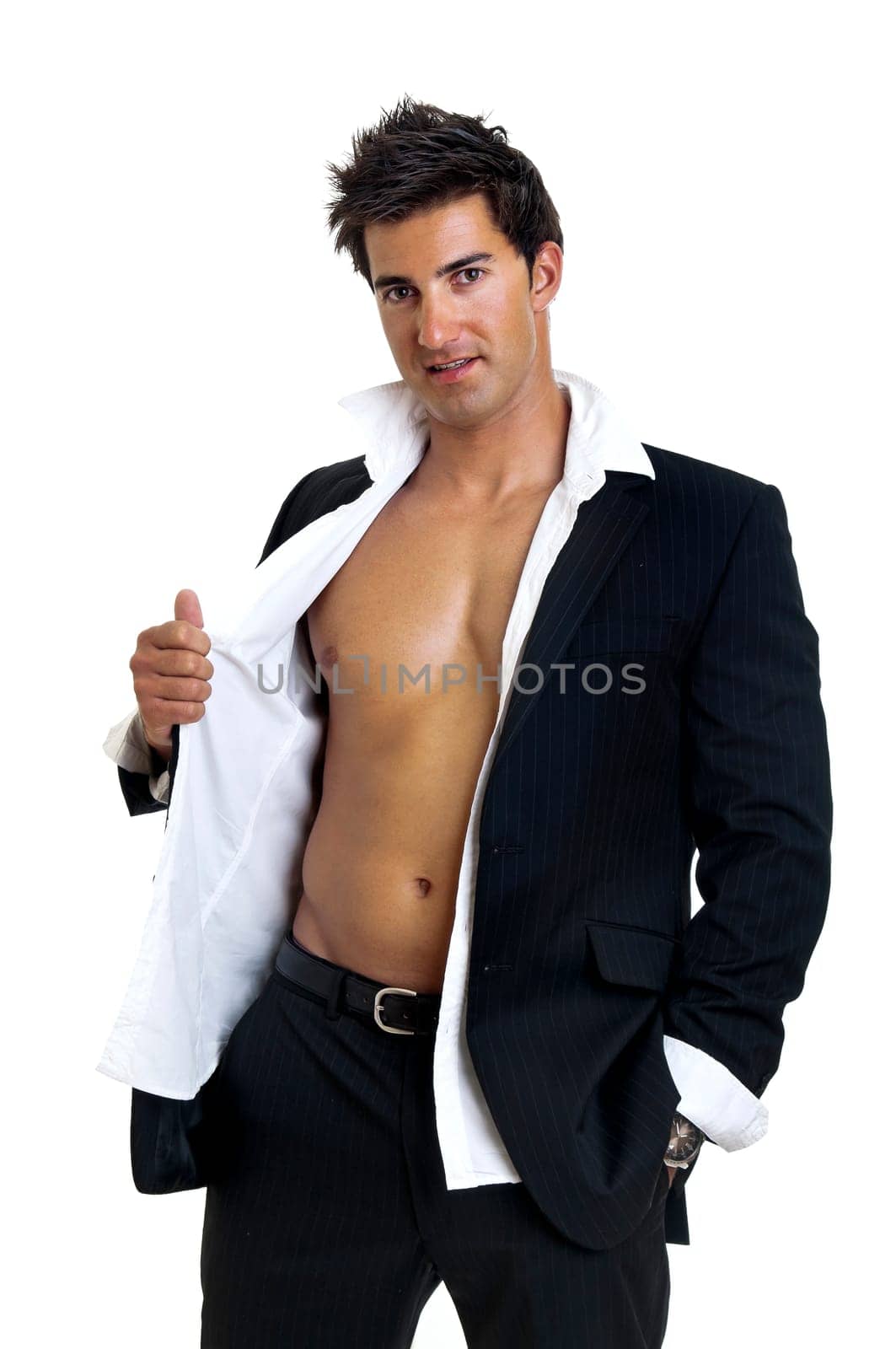 Fashionable young man isolated in white