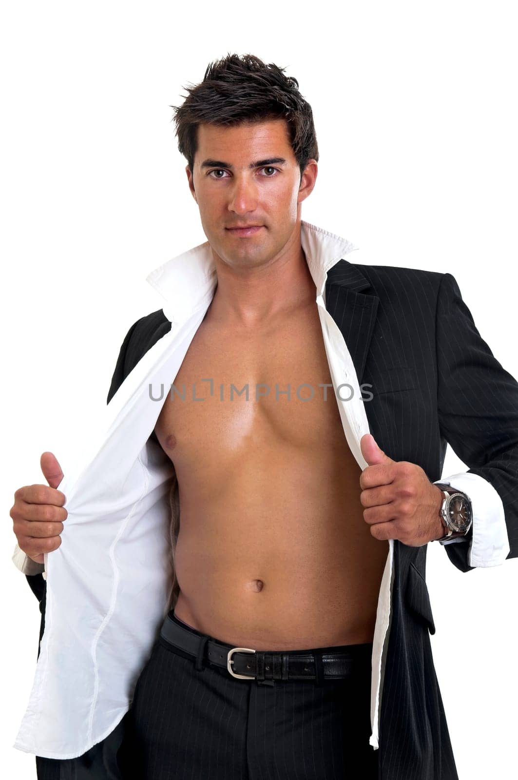 Fashionable young man isolated in white