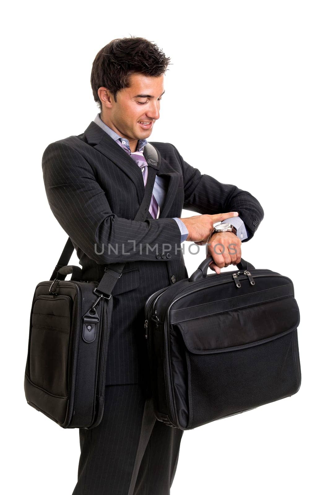 Young businessman isolated in white