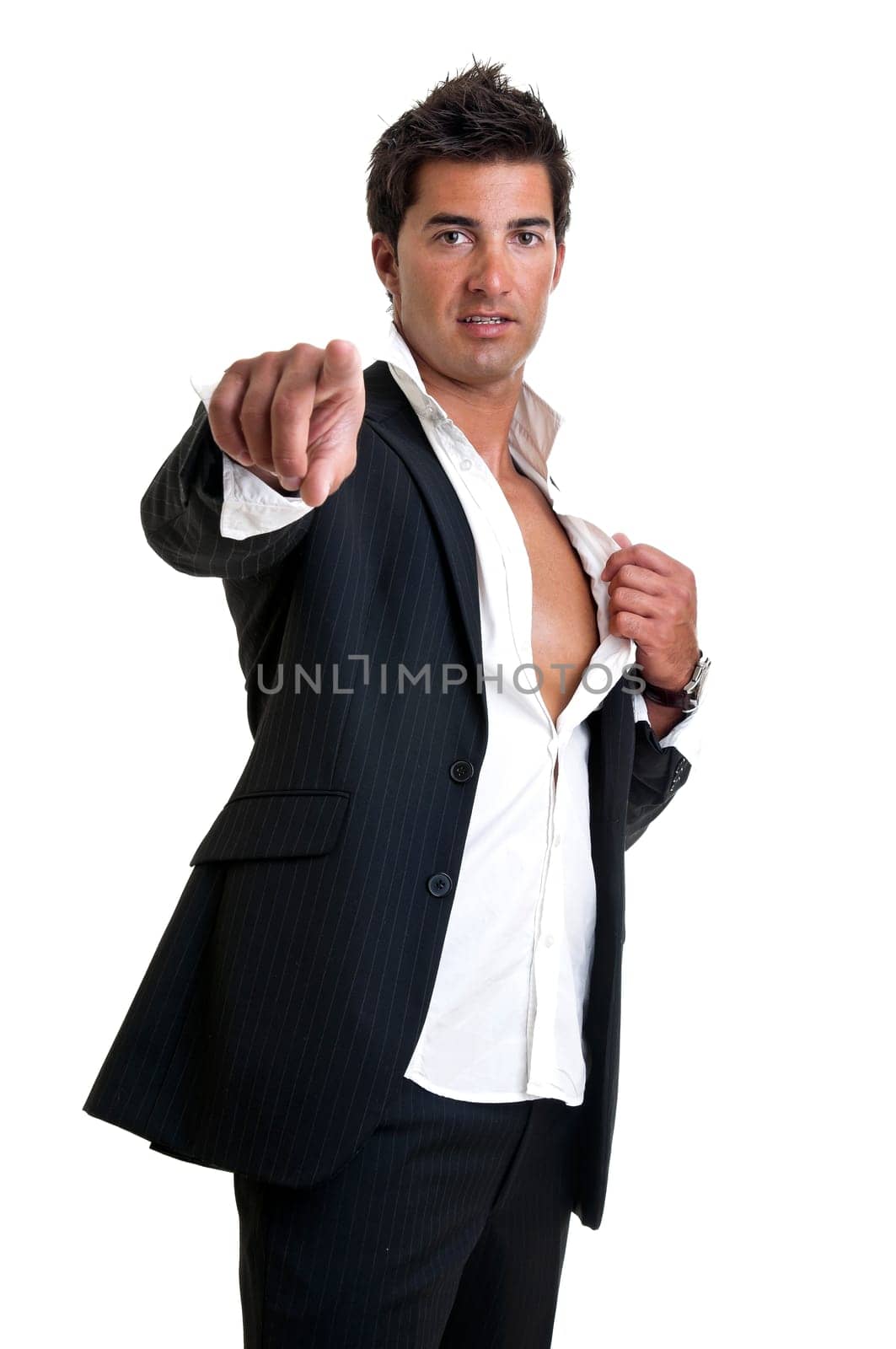 Fashionable young man isolated in white