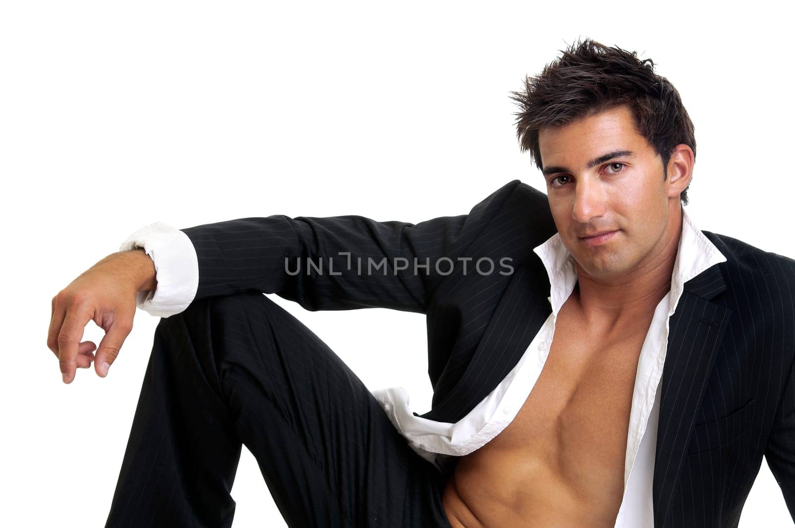 Fashionable young man isolated in white