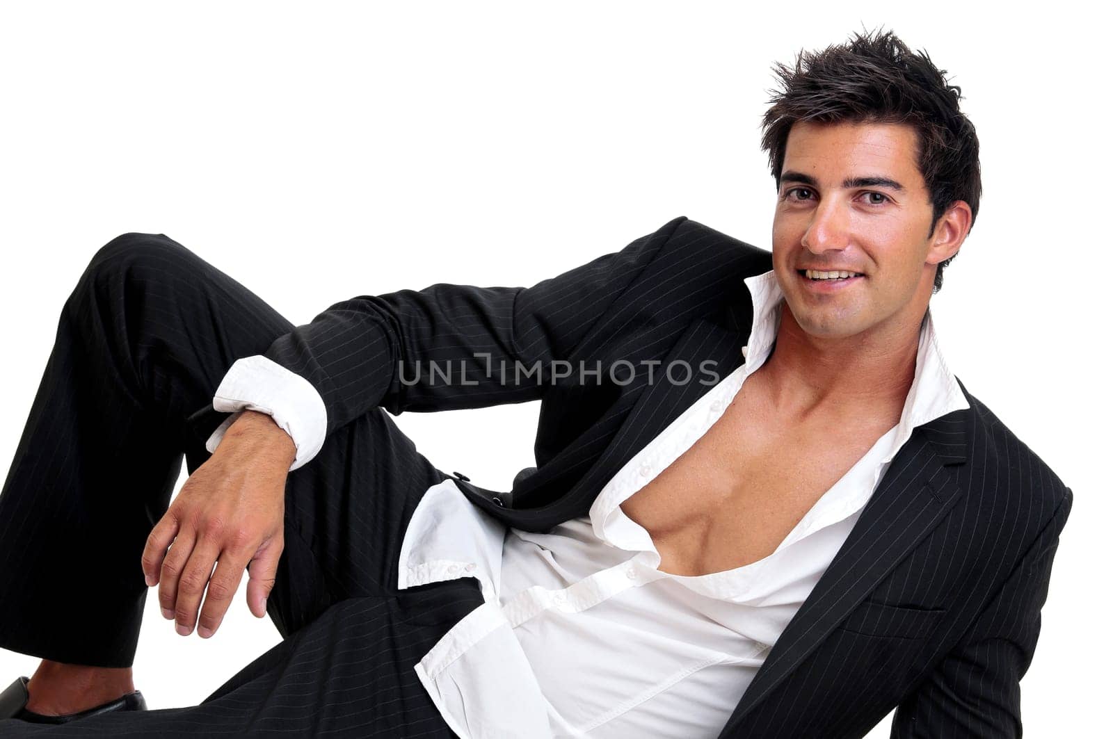 Fashionable young man isolated in white