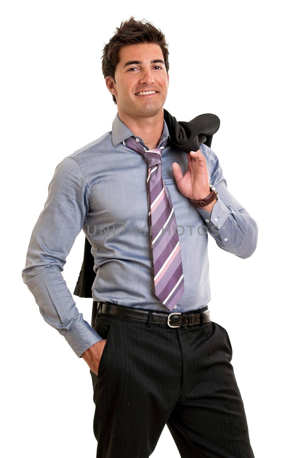 Young businessman isolated in white