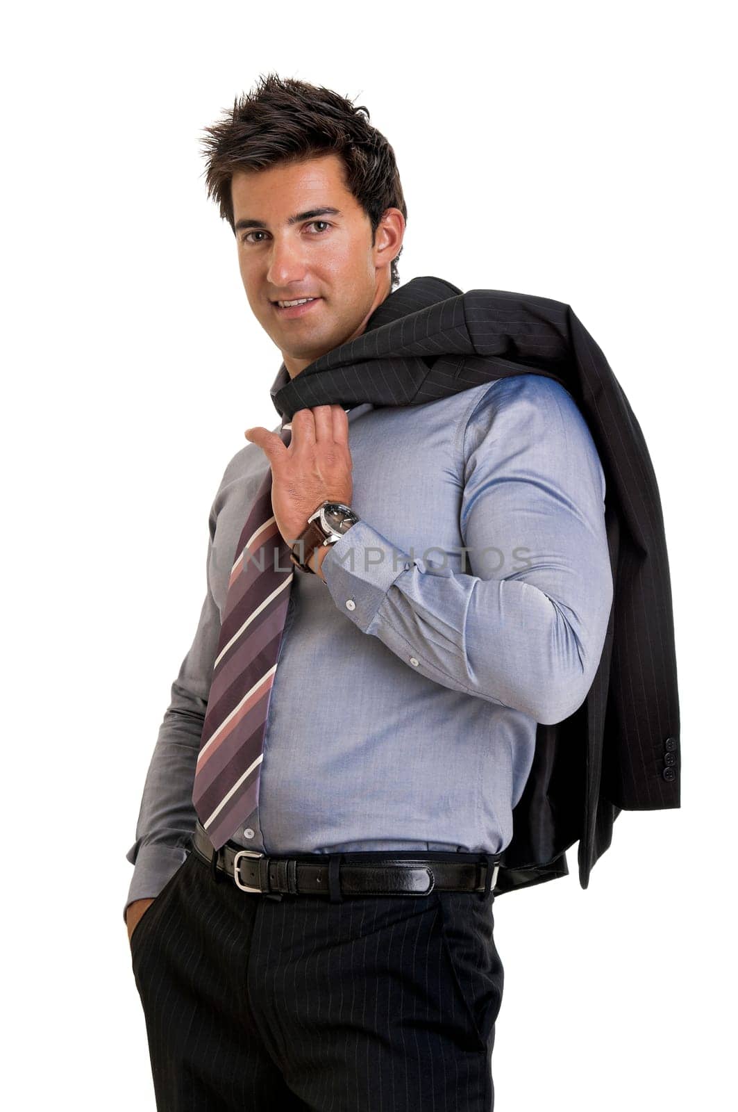 Young businessman isolated in white