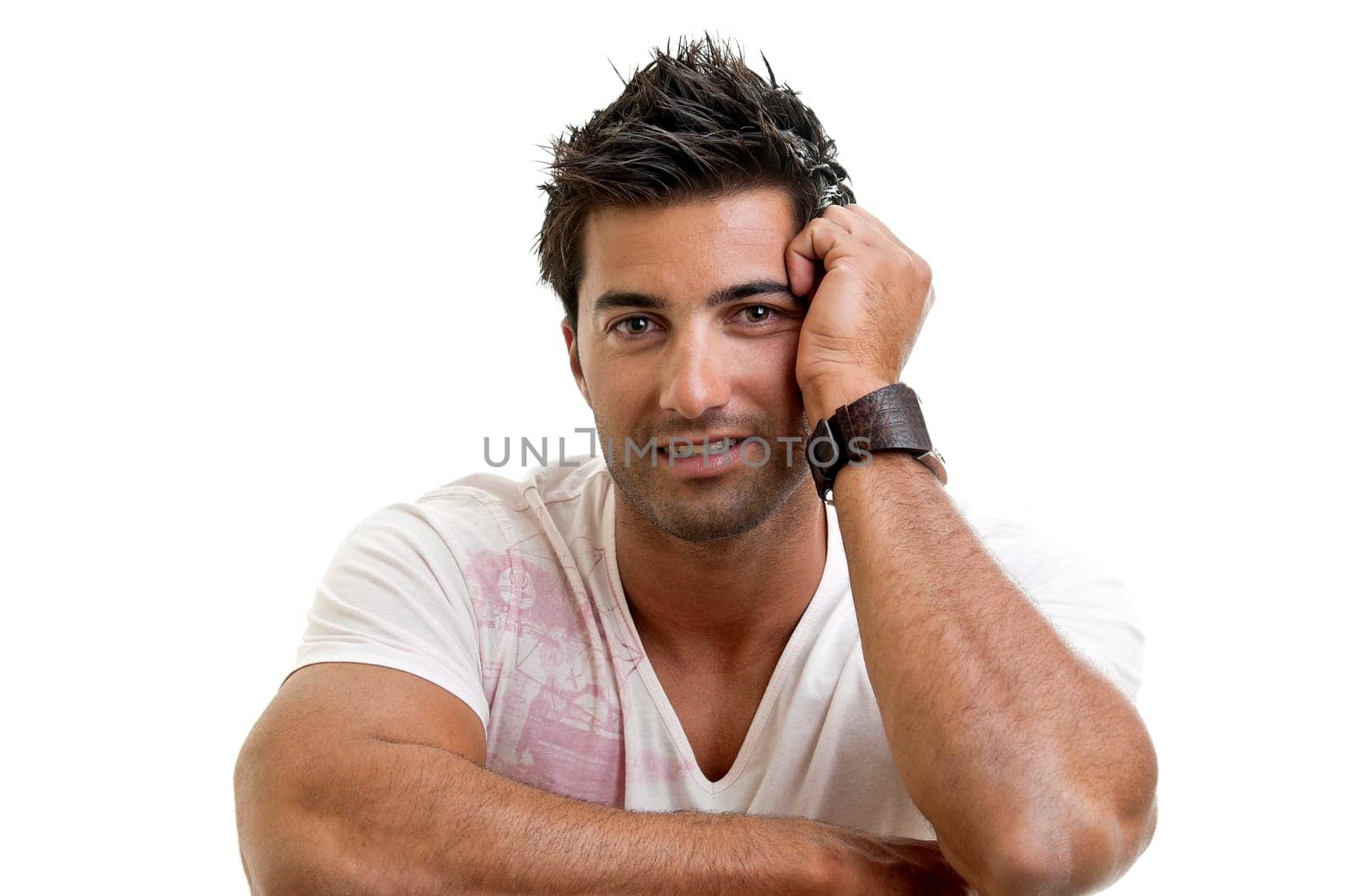 Fashionable young man isolated in white