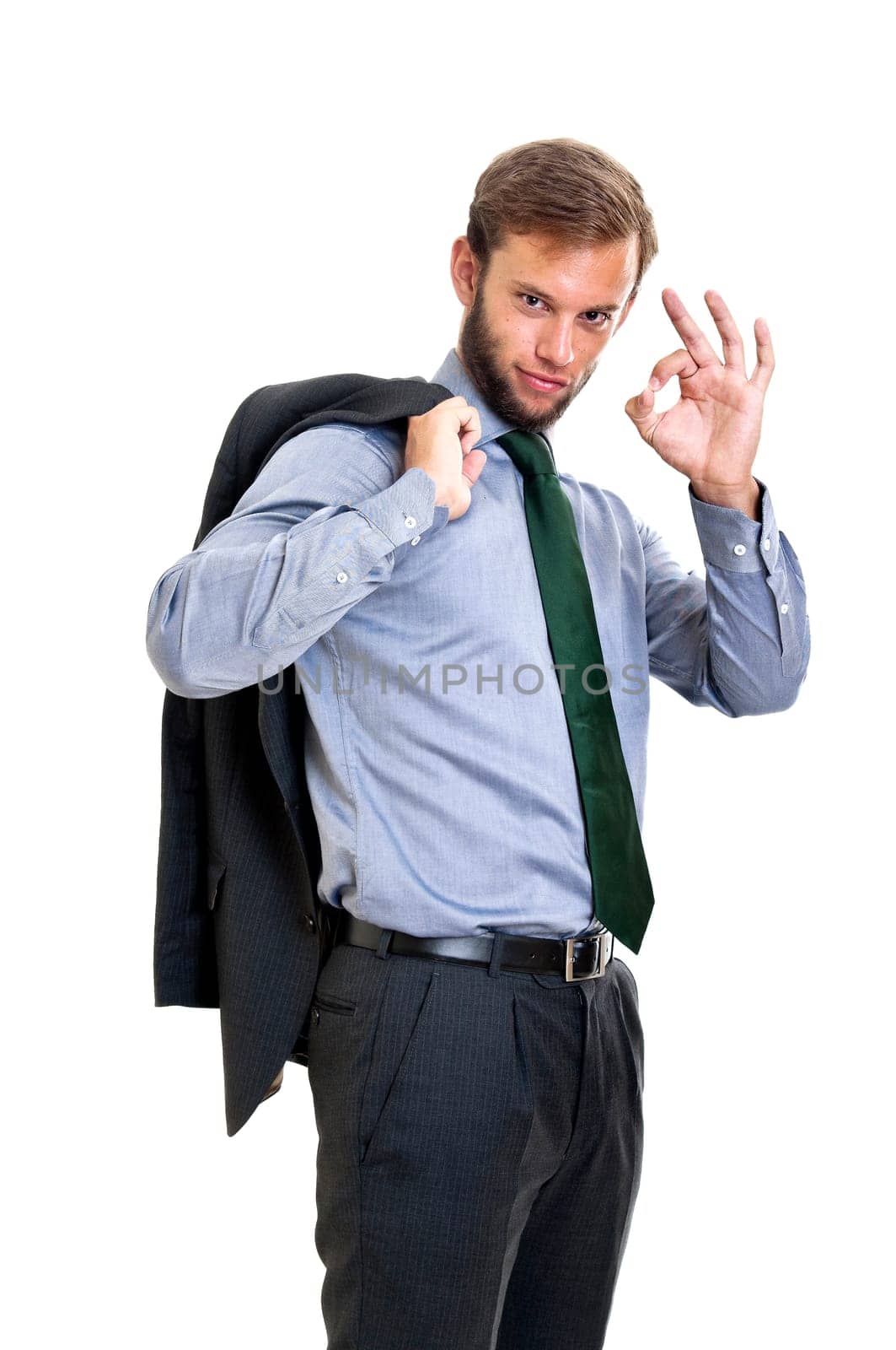 Young businessman isolated in white