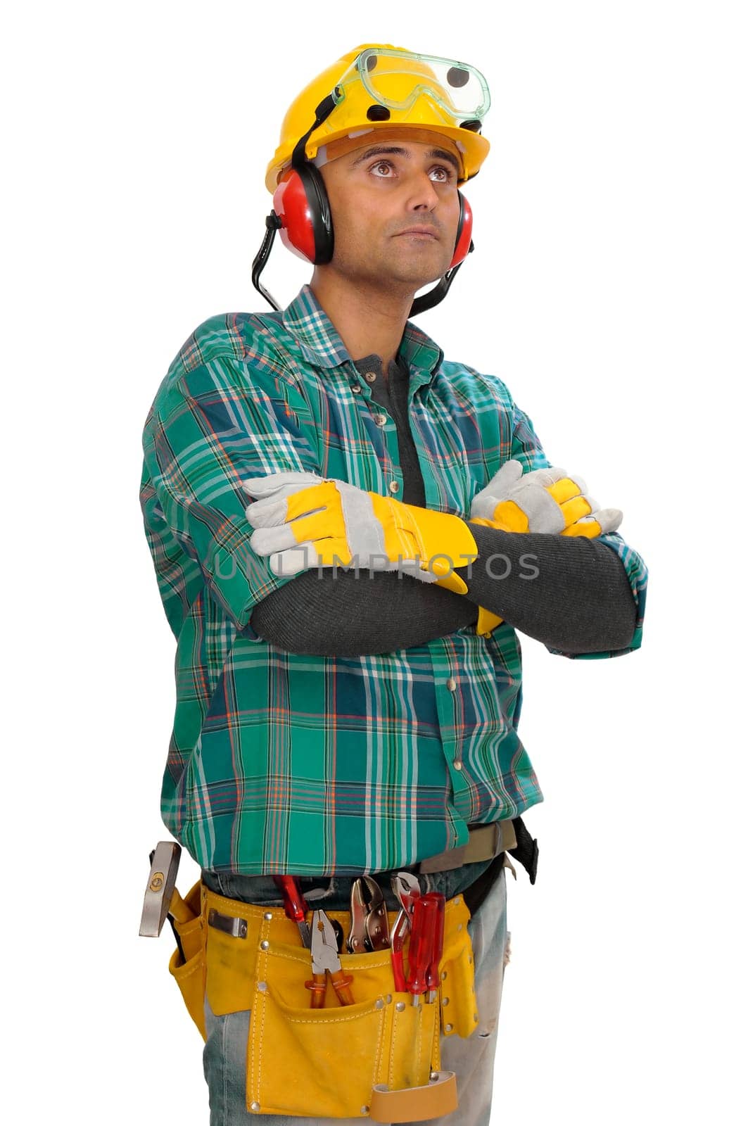 Constructor worker isolated in white