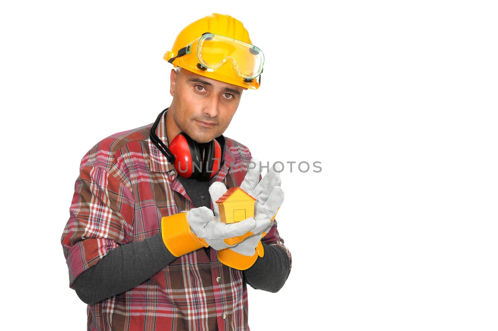 Constructor worker isolated in white
