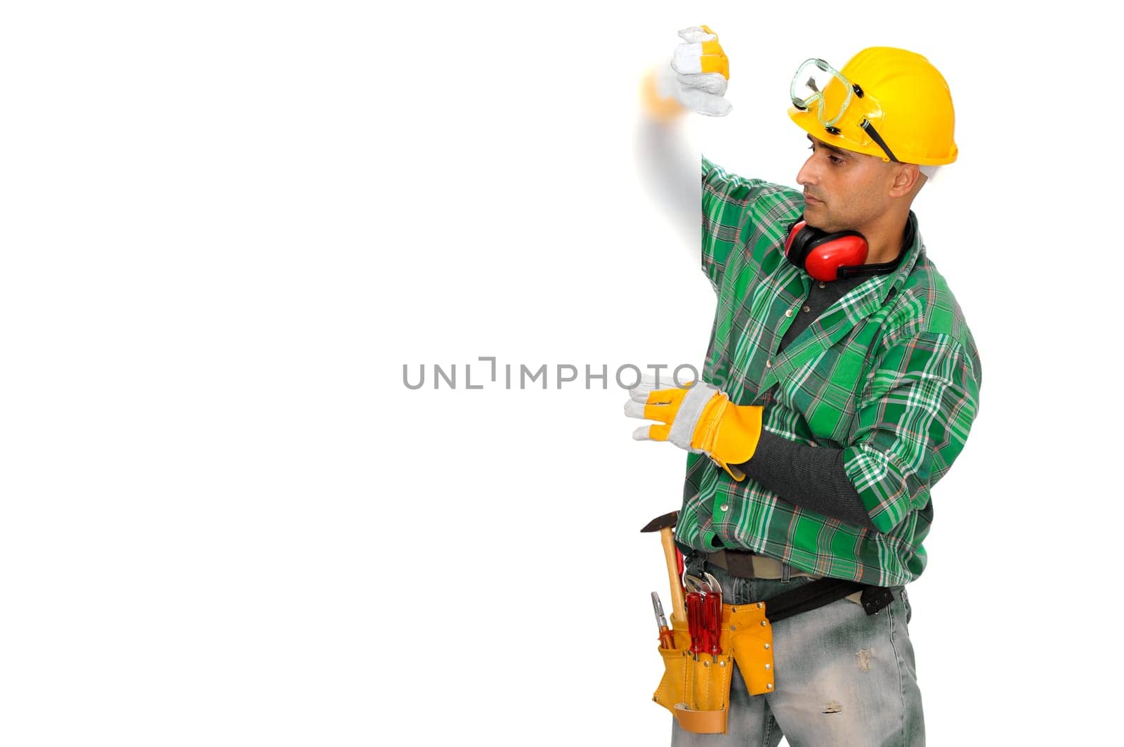 Constructor worker isolated in white