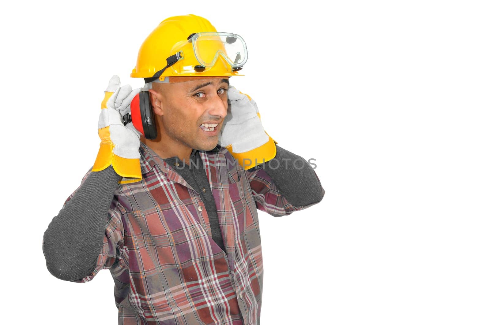 Constructor worker isolated in white