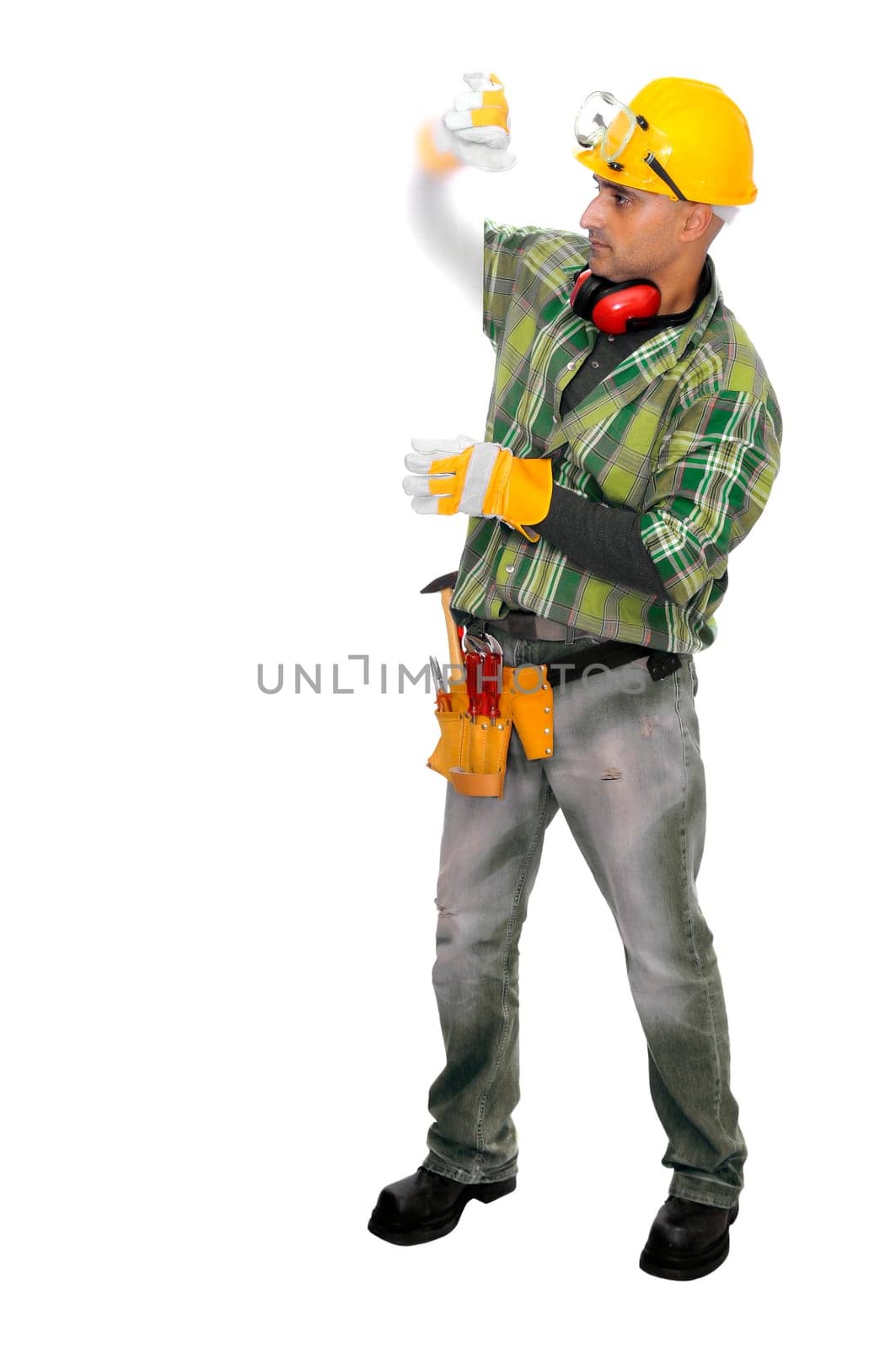 Constructor worker isolated in white