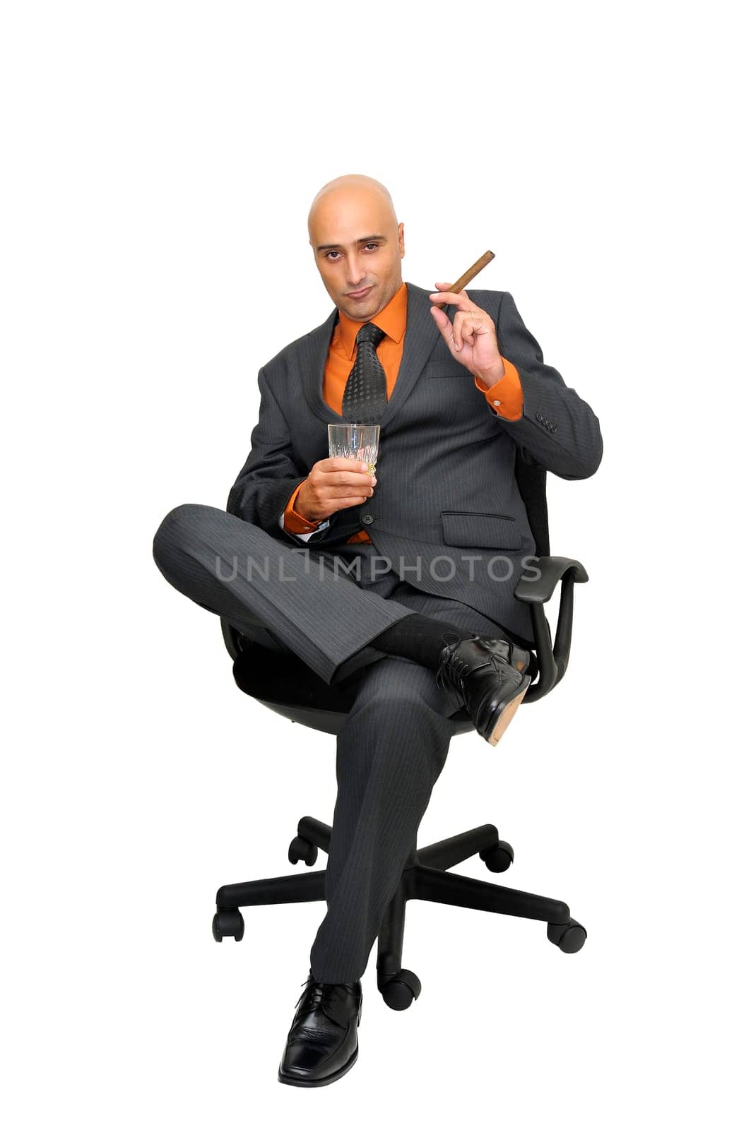 Businessman posing isolated in white