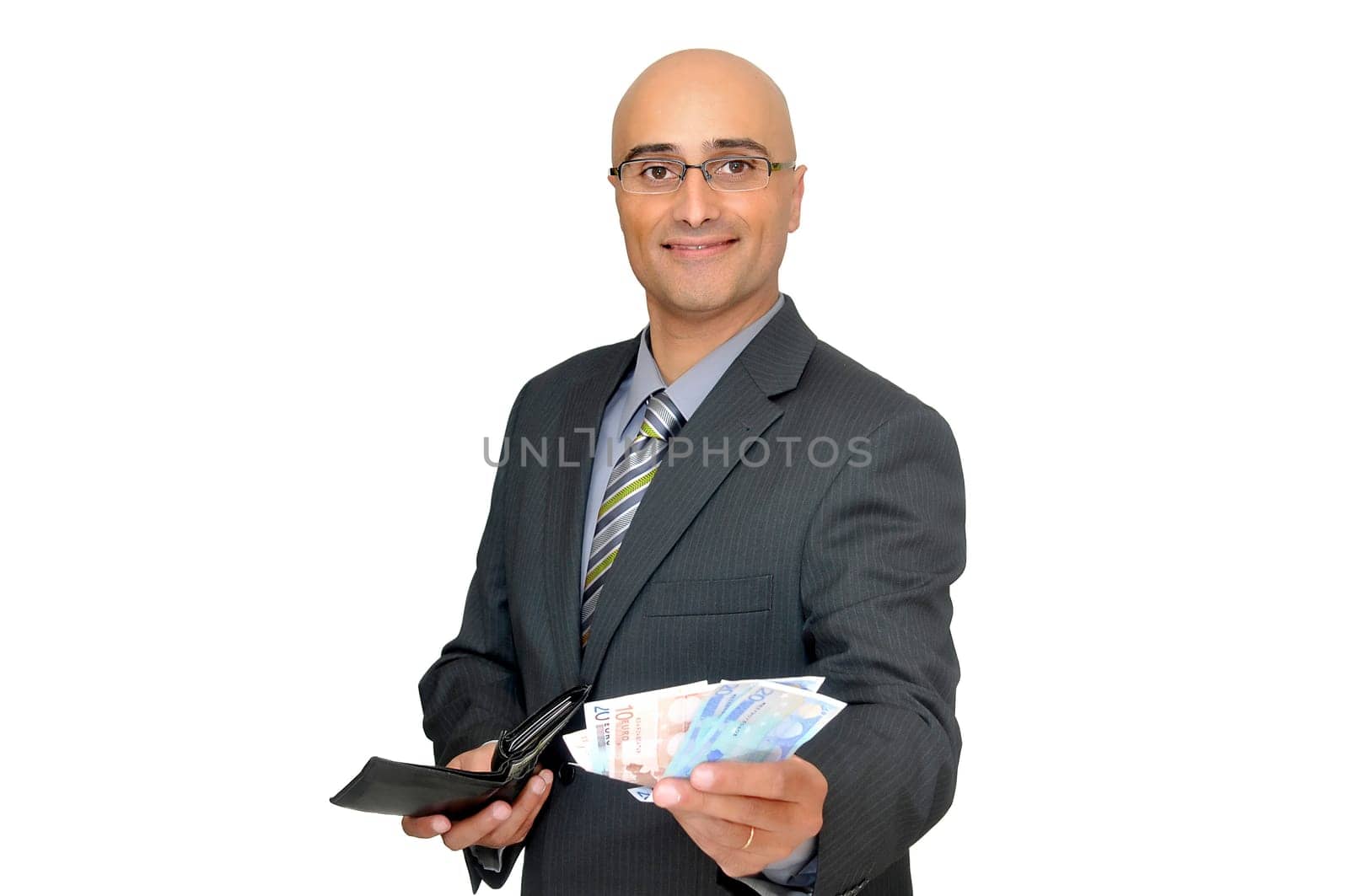 Happy businessman with money