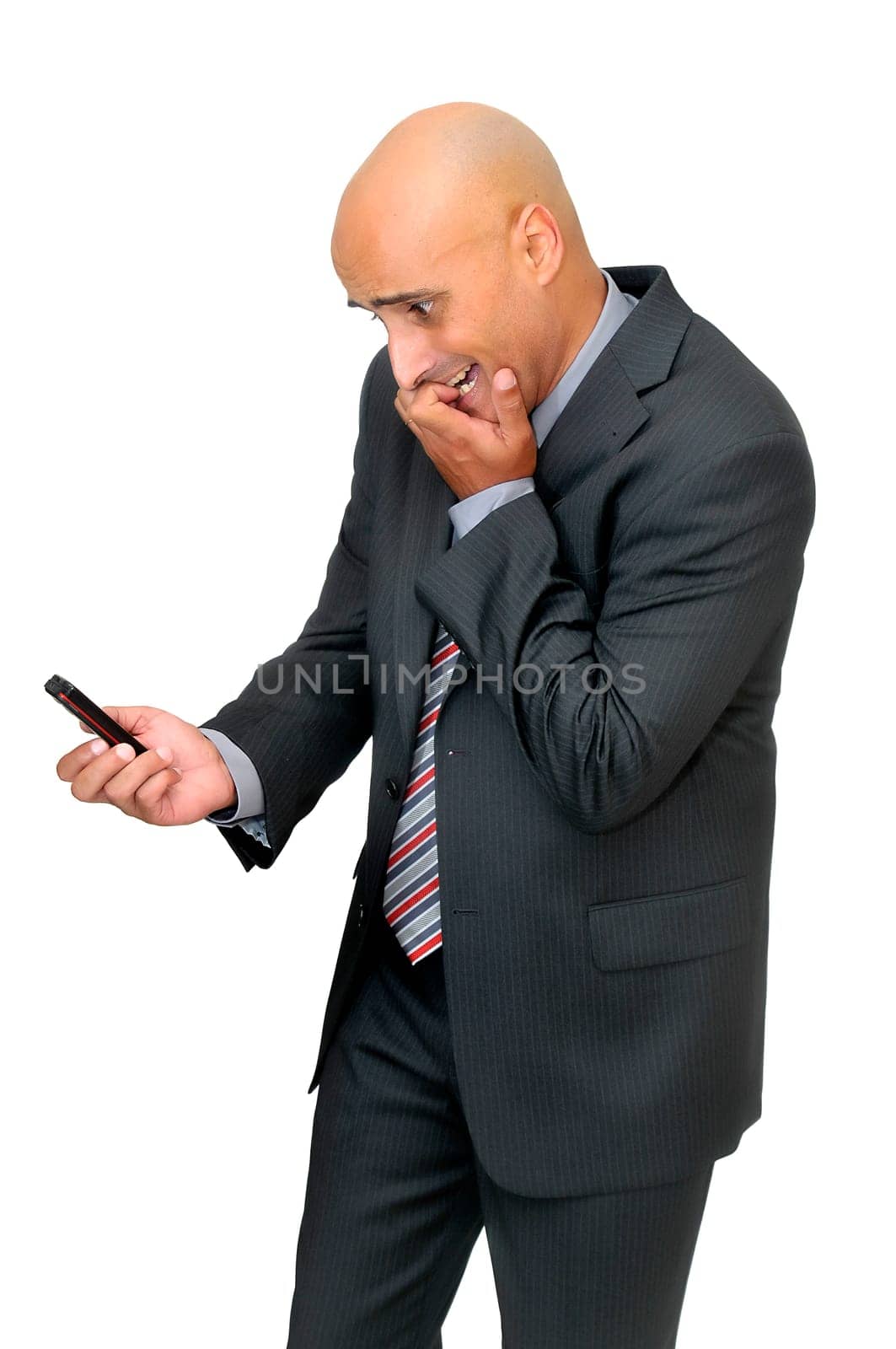 Stressed businessman with cellphone