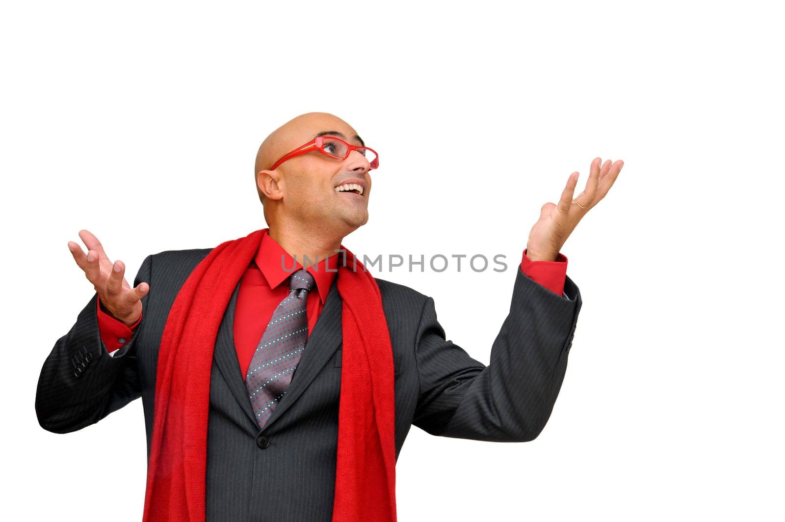 Businessman posing isolated in white