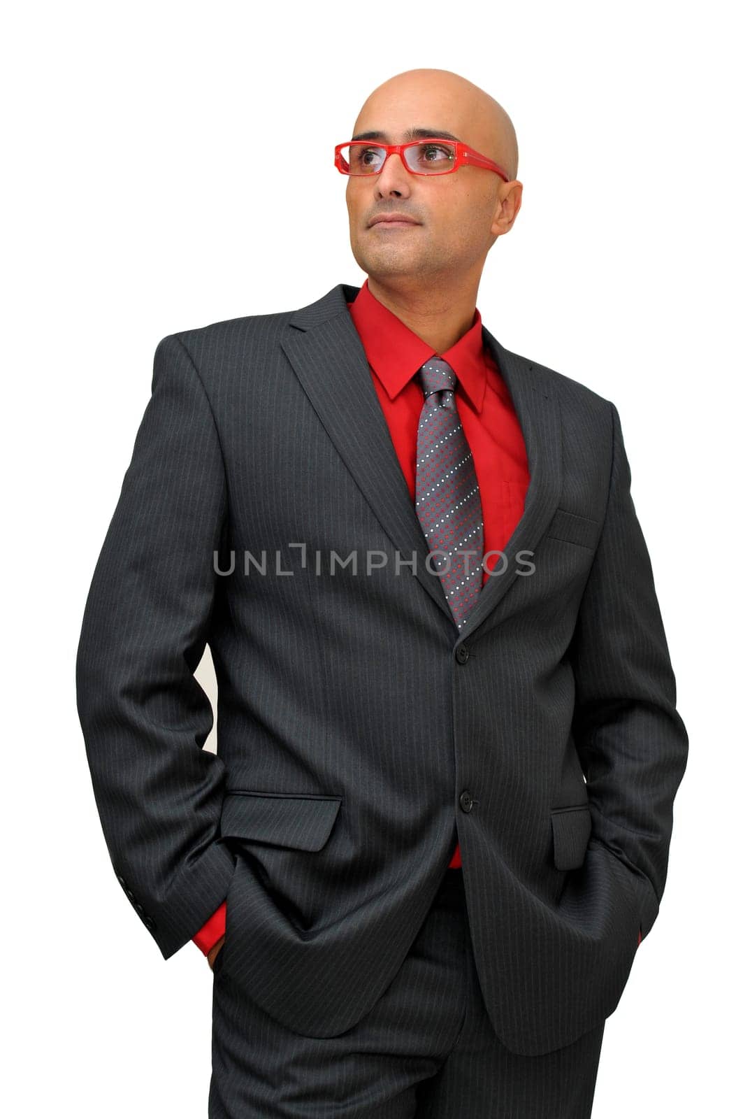 Businessman posing isolated in white