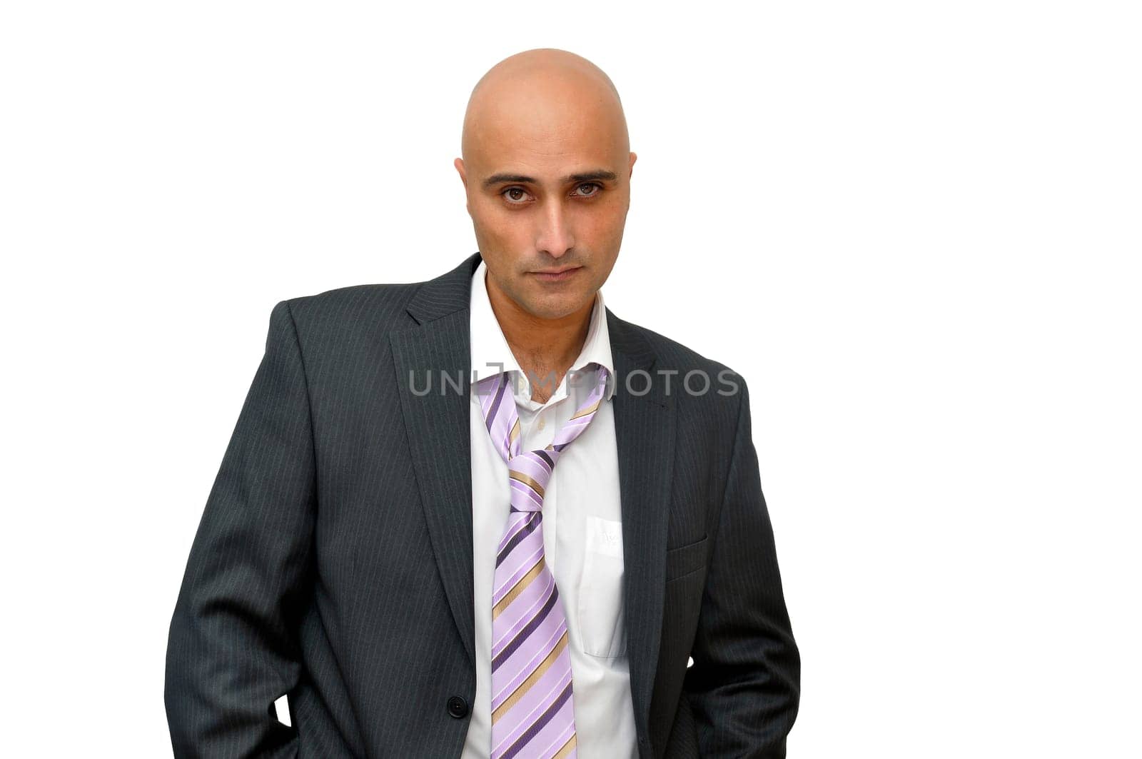 Businessman posing isolated in white