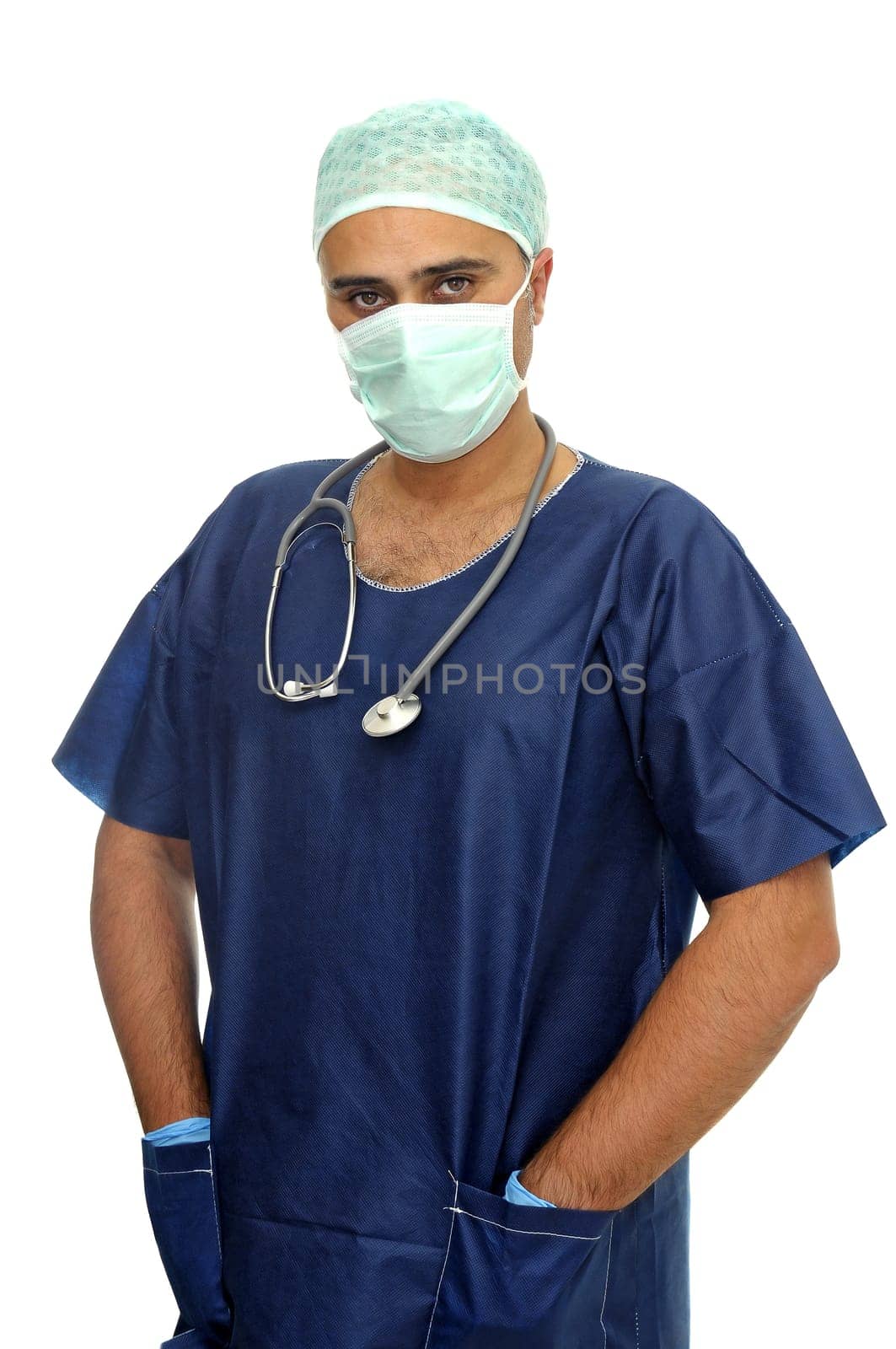 Doctor in uniform isolated in white