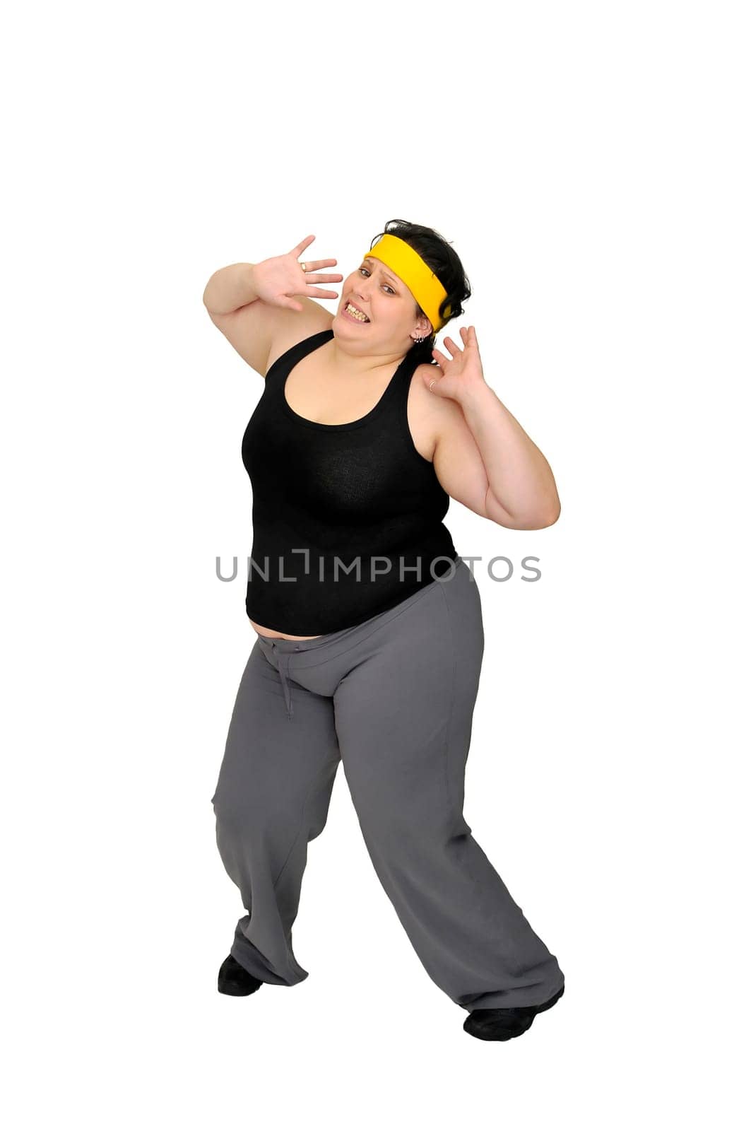 Large girl isolated in white