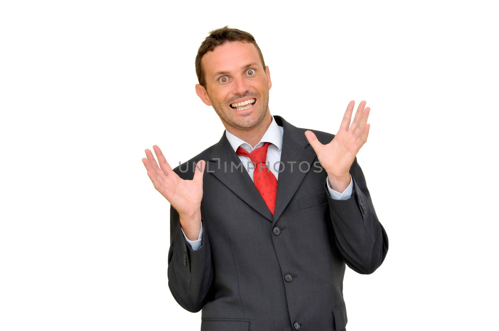 Young businessman posing isolated in white