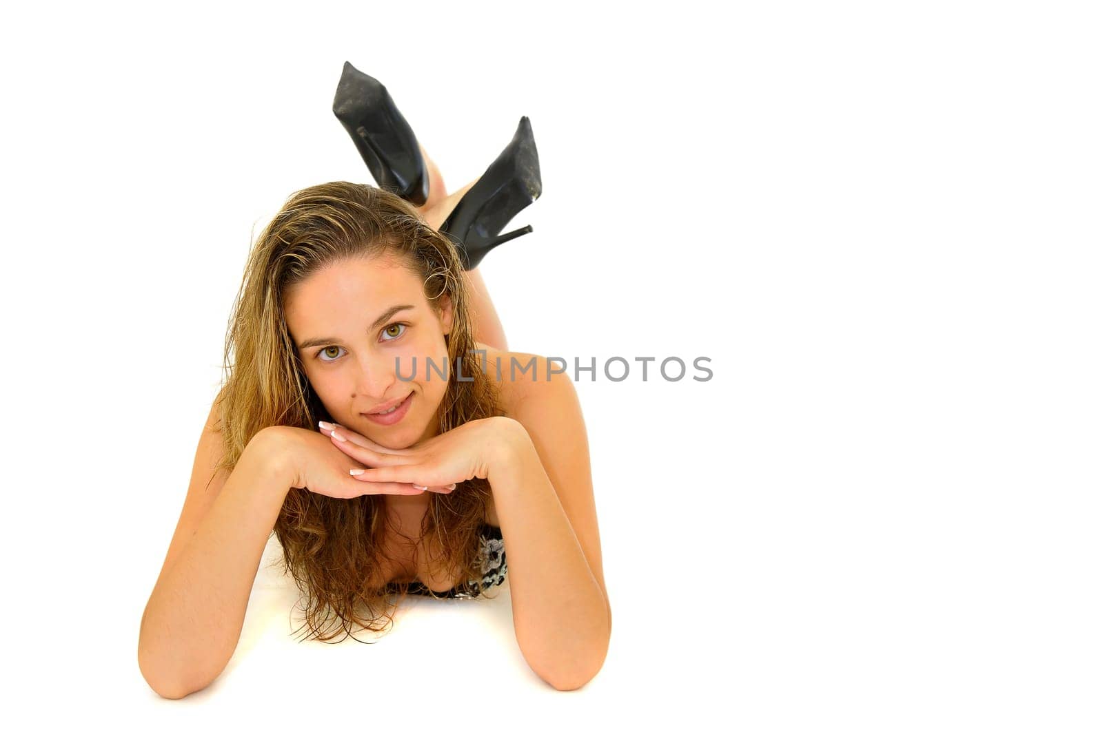 Sexy young girl in bikini isolated in white