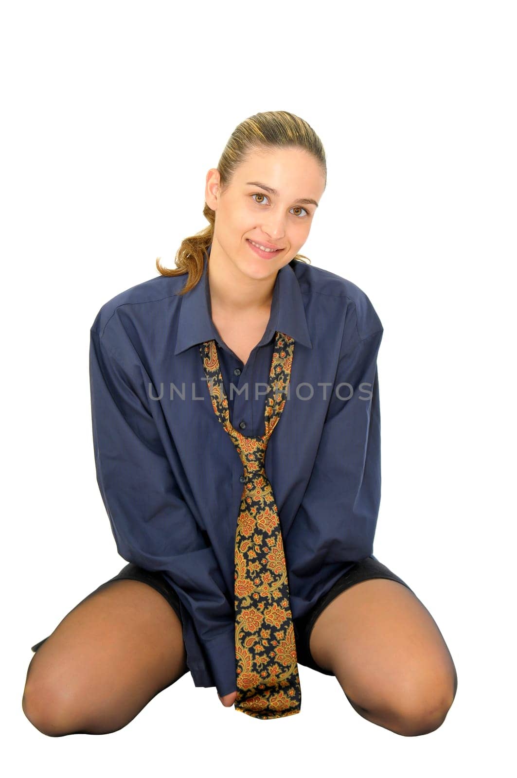 Sexy business girl isolated in white