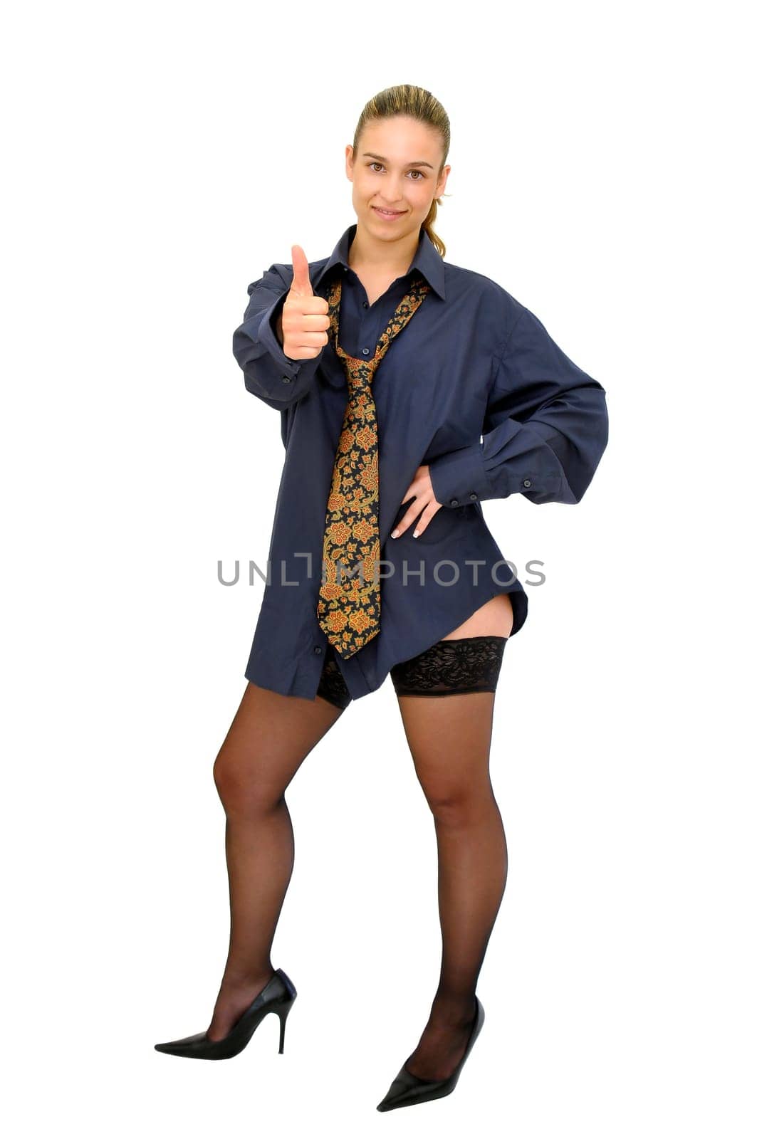 Sexy business girl isolated in white