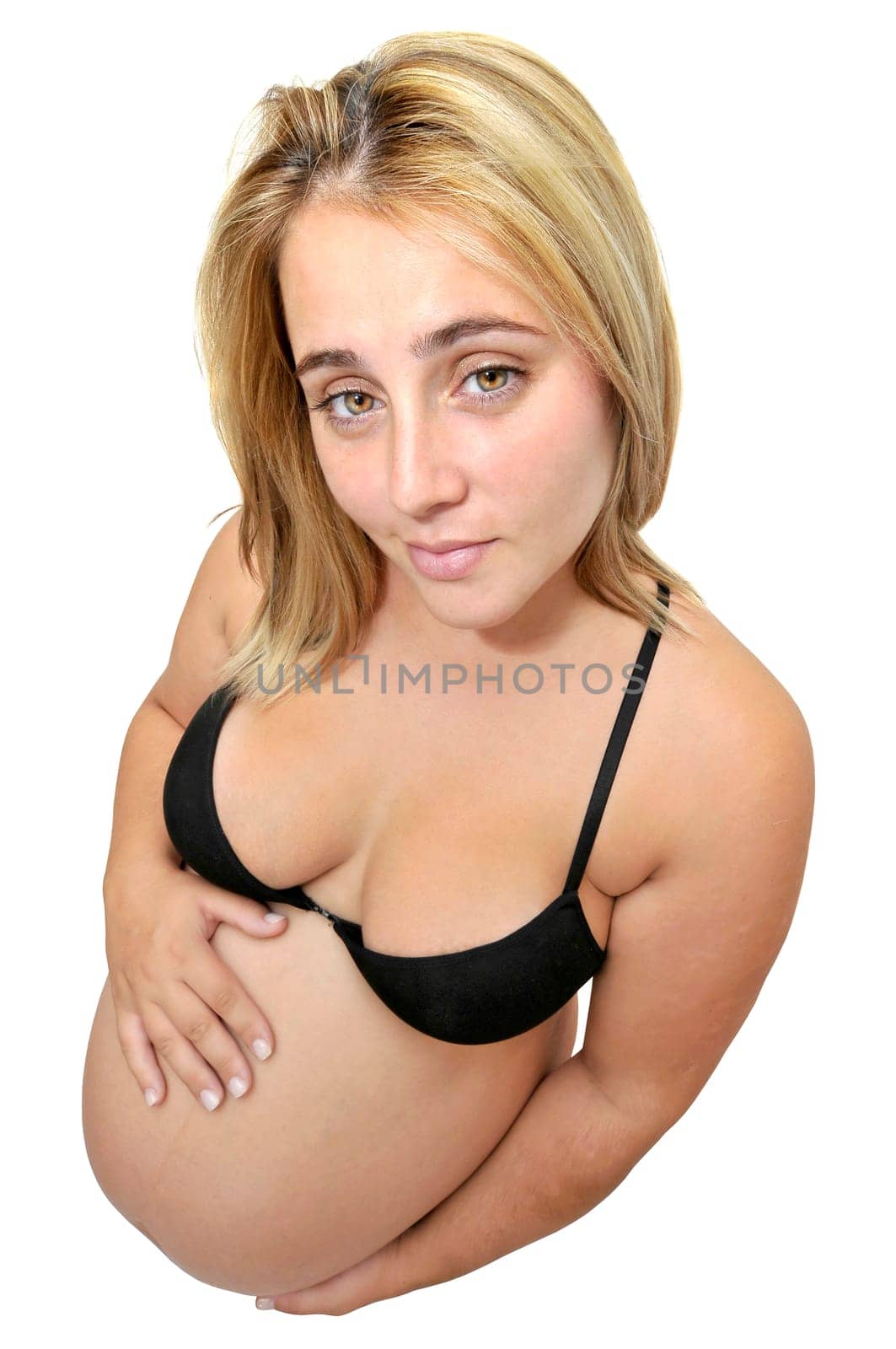 Pregnant woman isolated in white