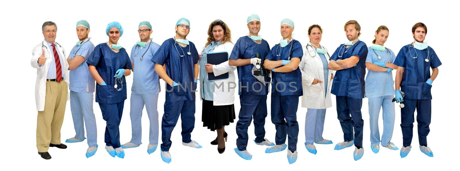 Group of doctors isolated in white