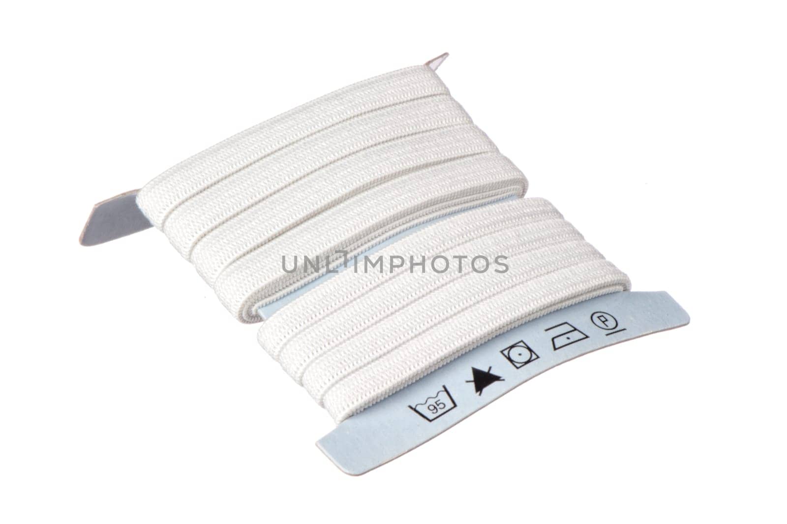 elastic strips of different types on white background