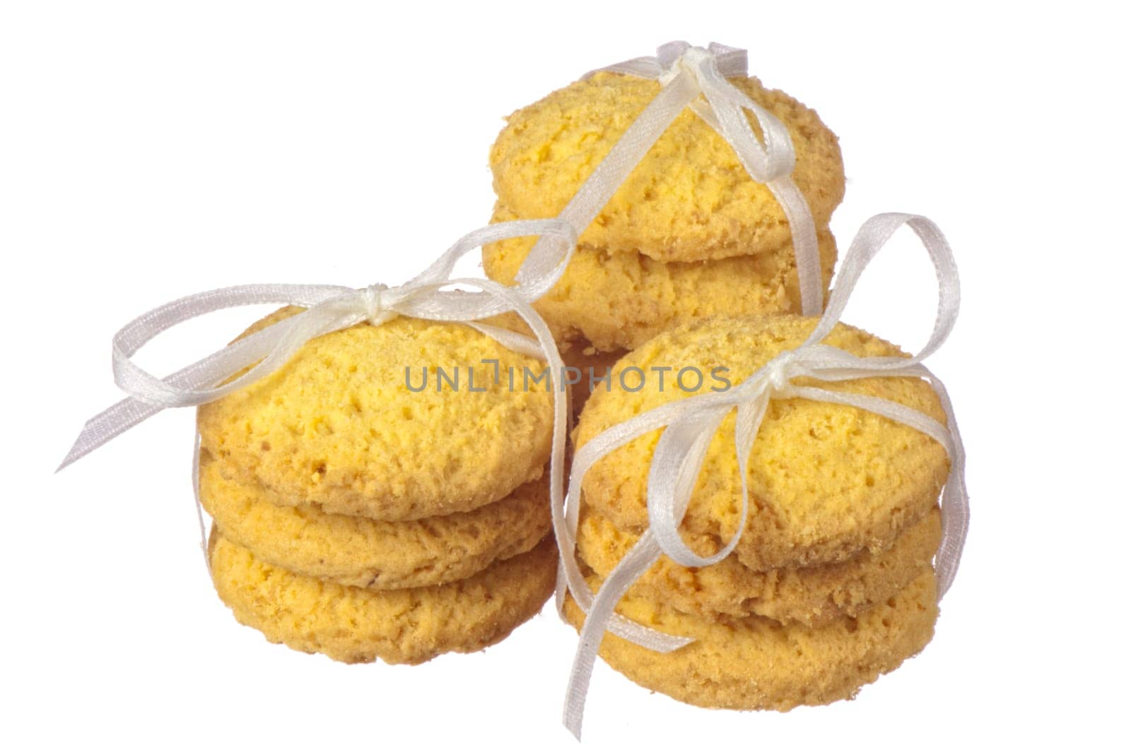 some cookies with coconut on white background