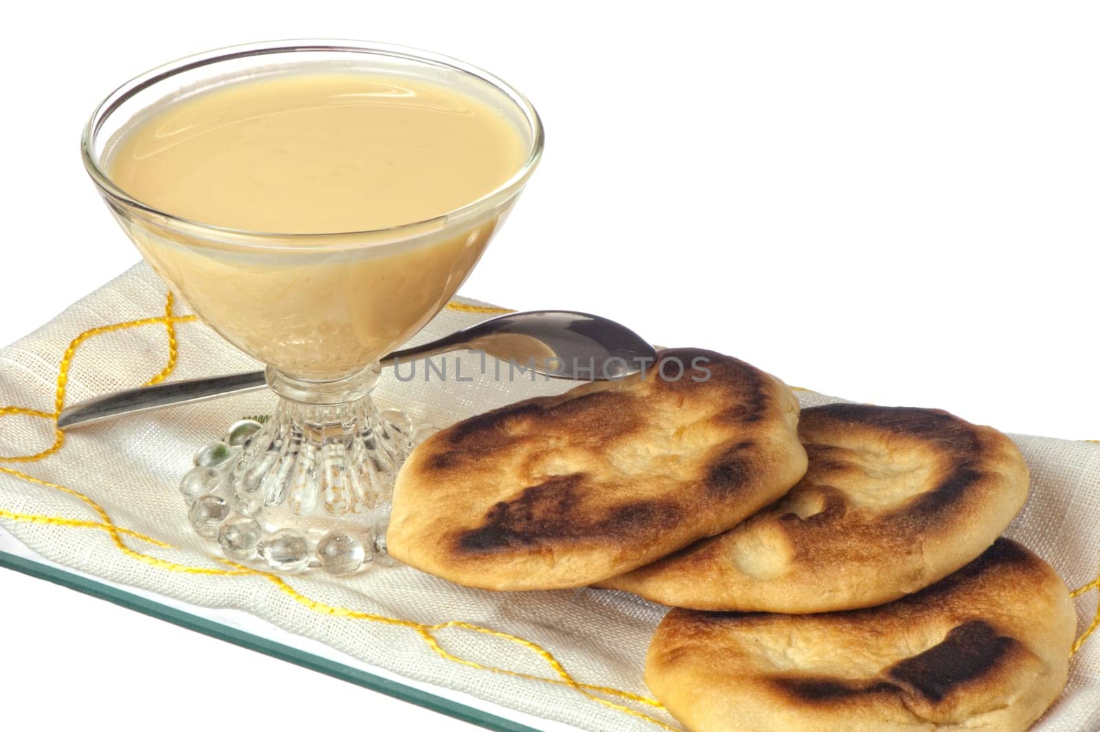 yogurt and soft tortillas on a white background
