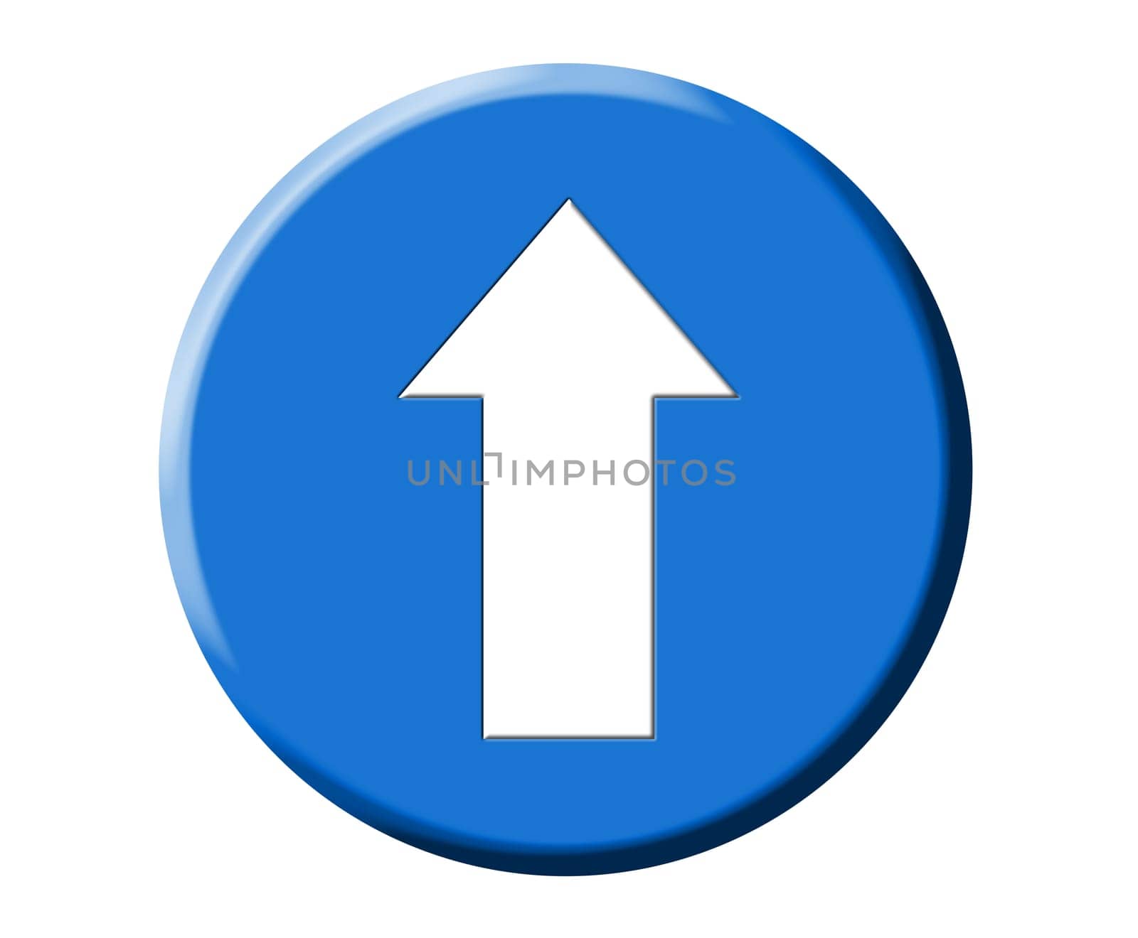 European round blue road signal illustration, white arrow showing right direction