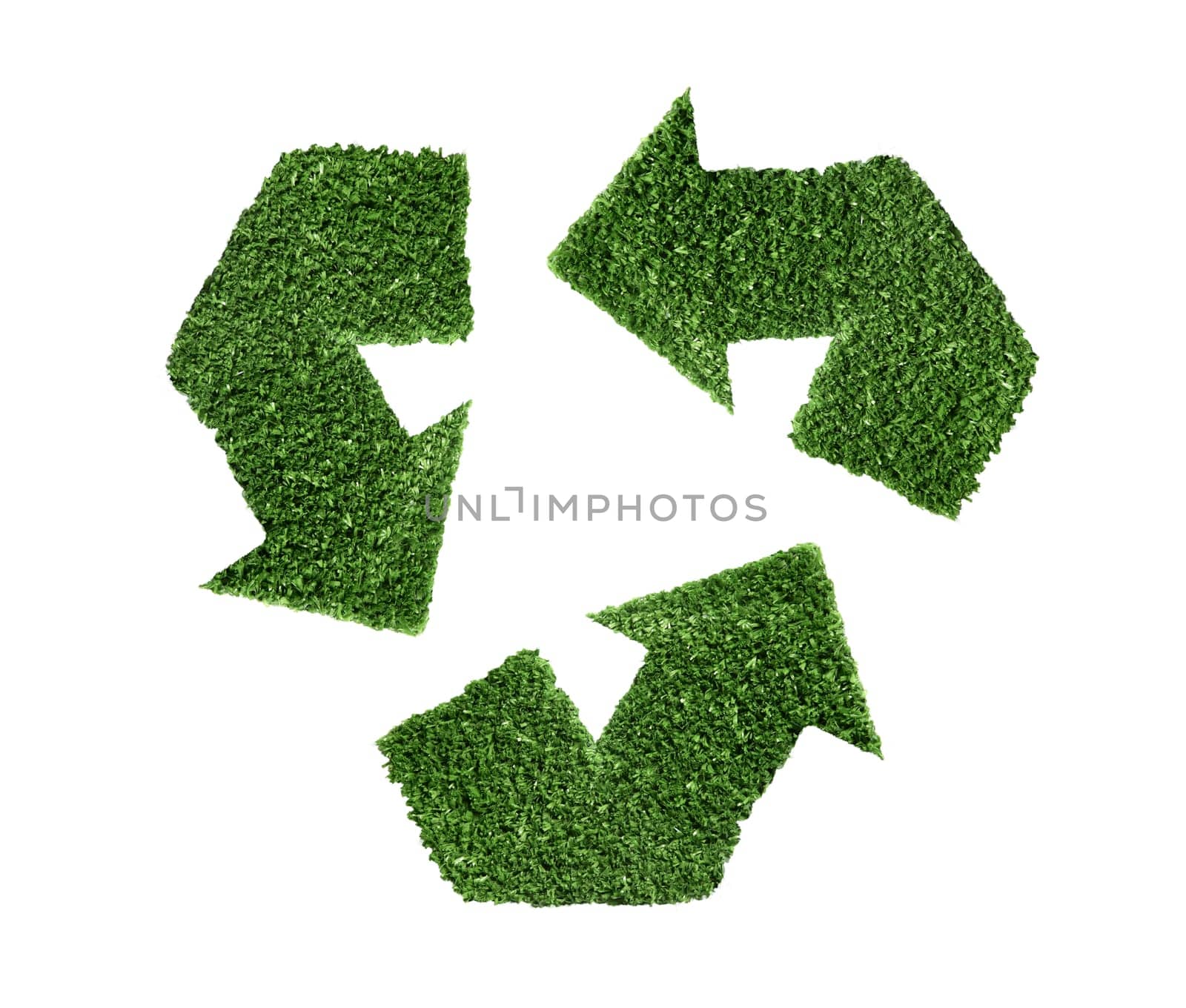 Recycle green symbol grass sign isolated on white