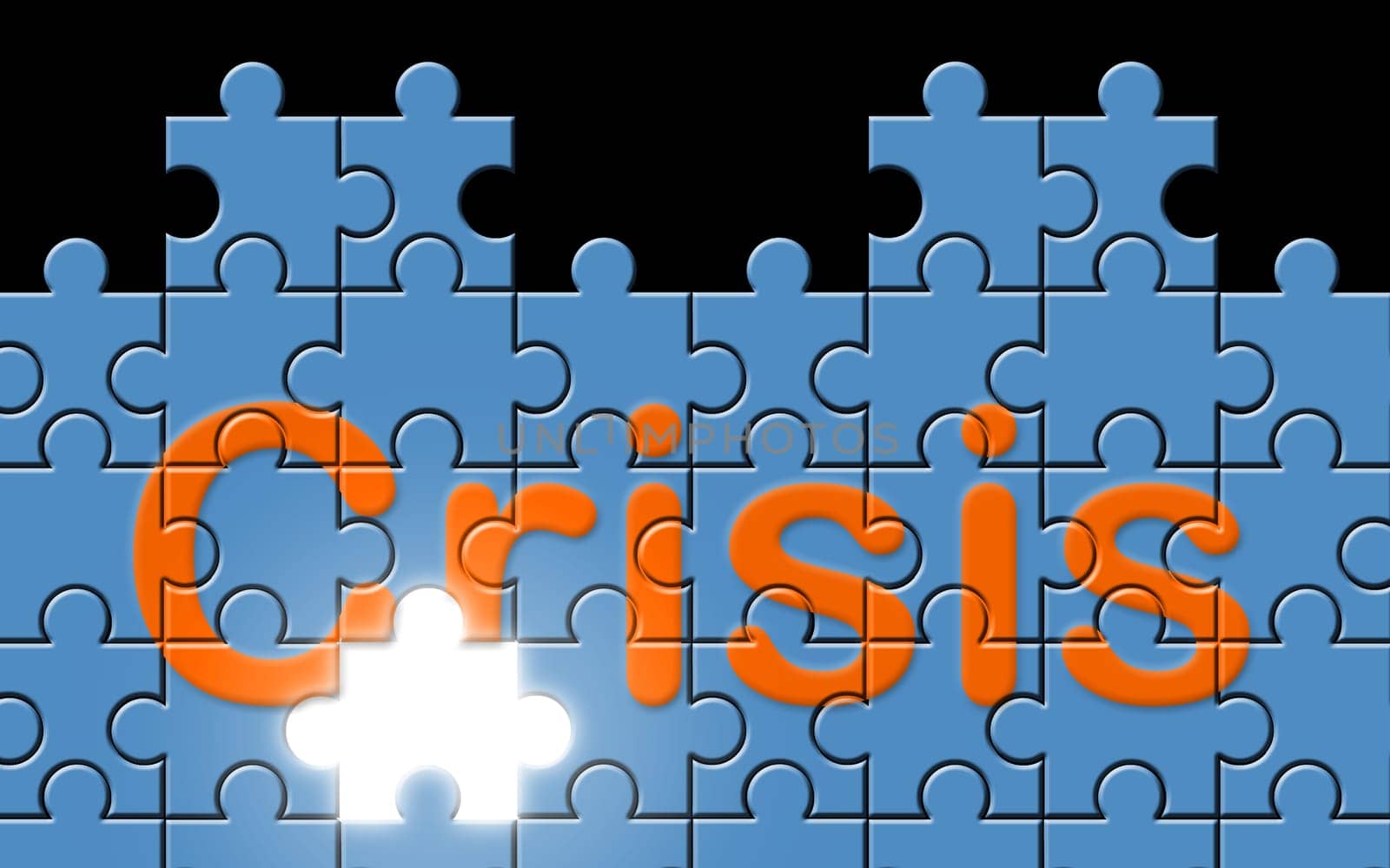 Crisis text written on a puzzle background with missing piece