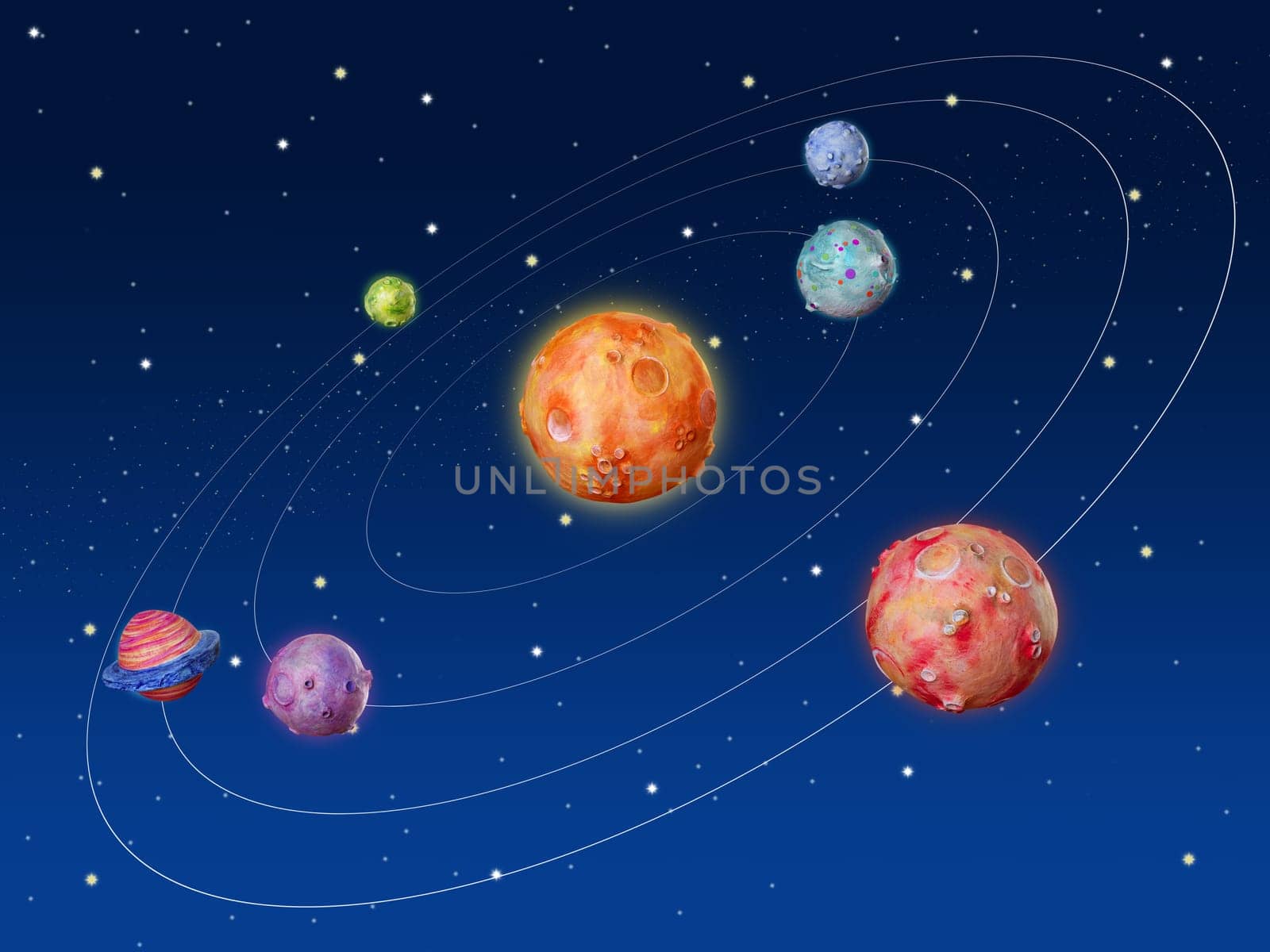Space planets fantasy handmade colorful universe galaxy