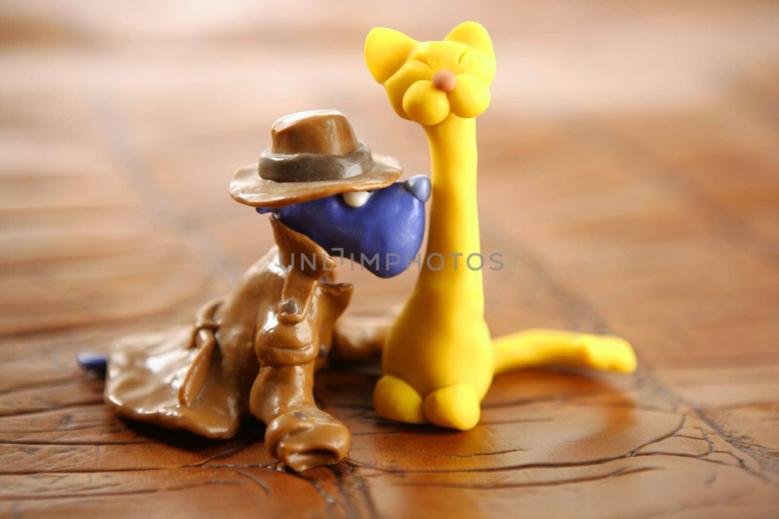 Plasticine funny handmade dog isolated on white background