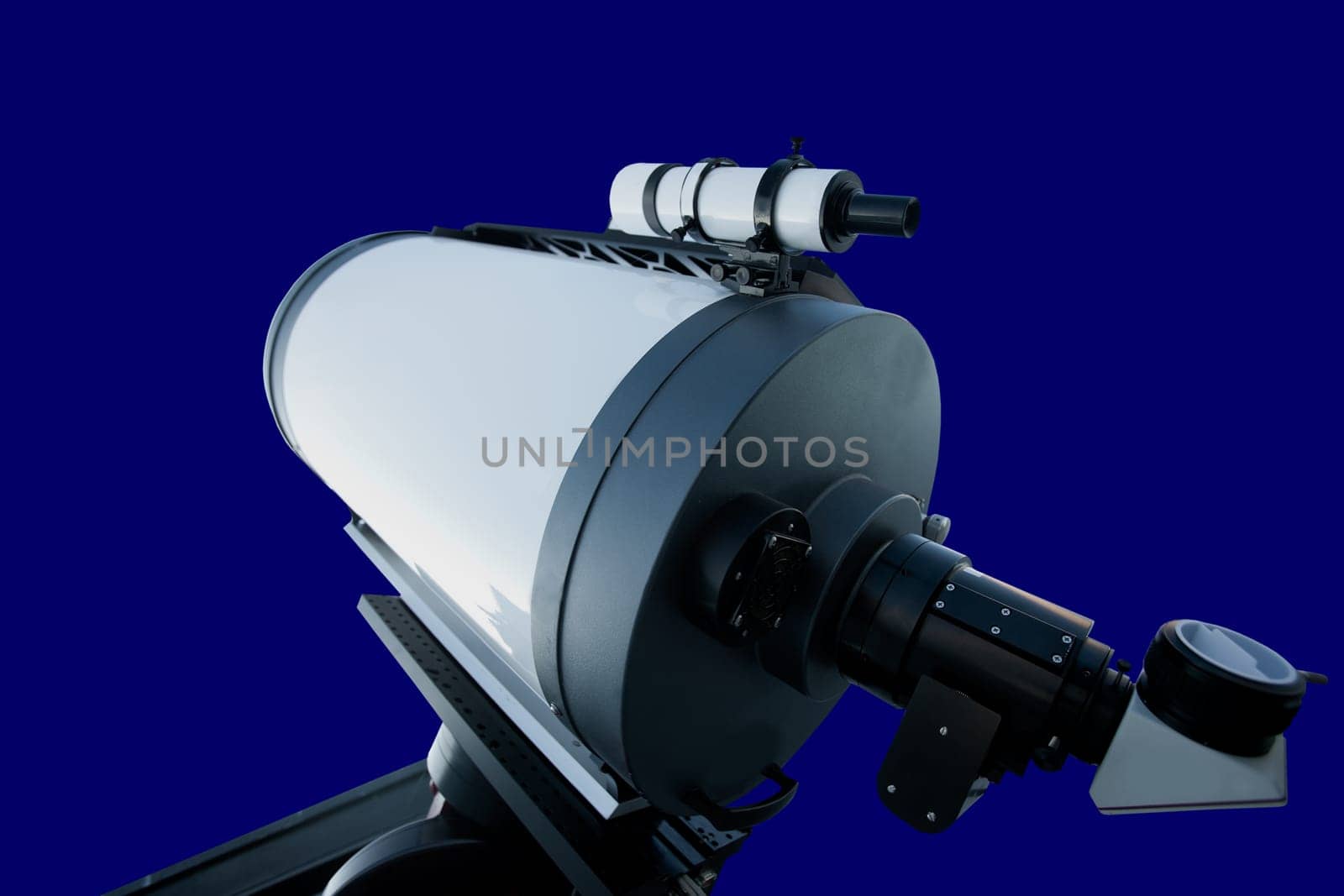 astronomical observatory telescope isolated on blue background