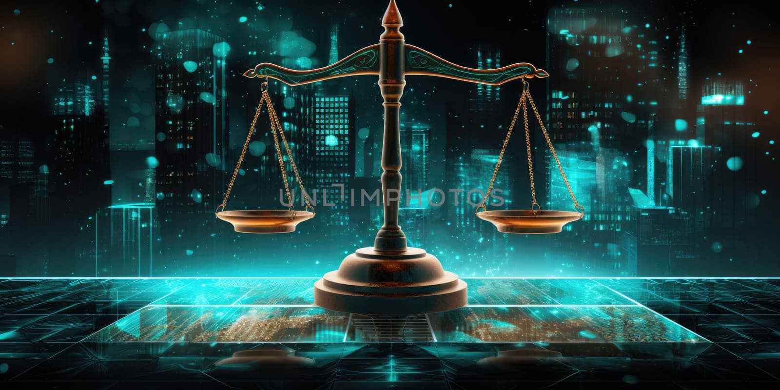 Law scales. Lawyer legal services, advice, Justice concept. Generative AI.