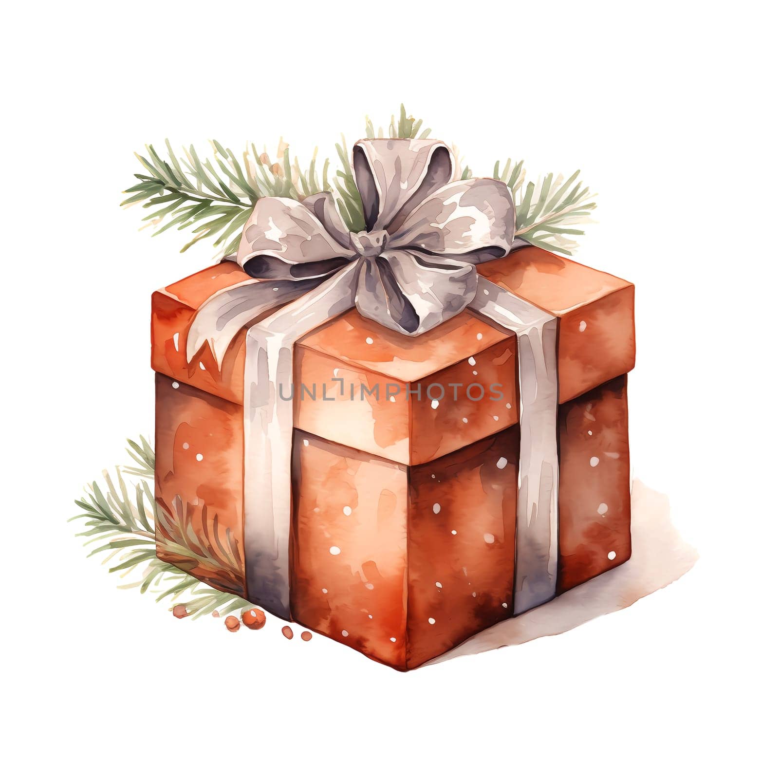 Watercolor Christmas Gifts Clipart, Christmas Watercolor Presents. AI Generated.