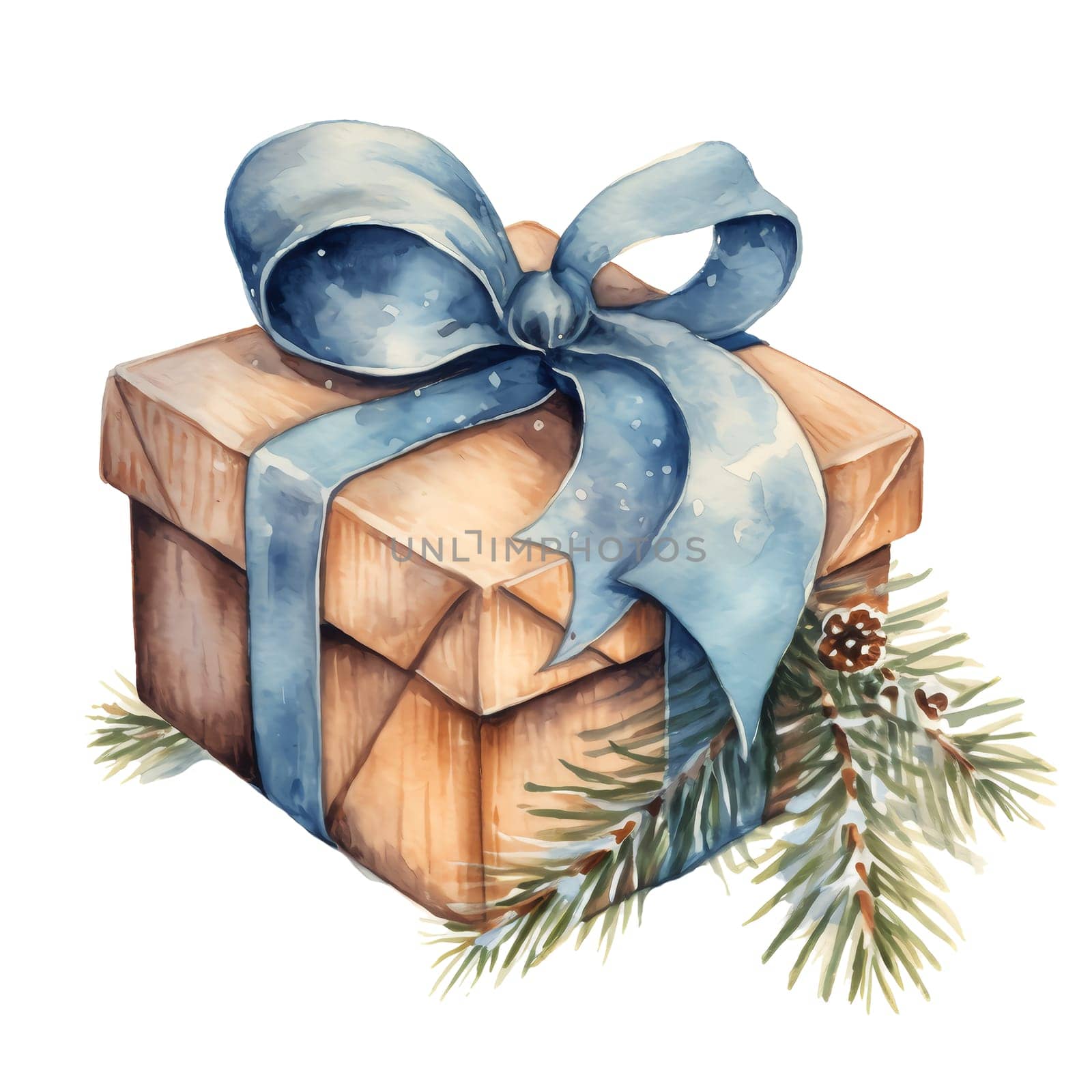 Watercolor Christmas Gifts Clipart, Christmas Watercolor Presents. AI Generated.