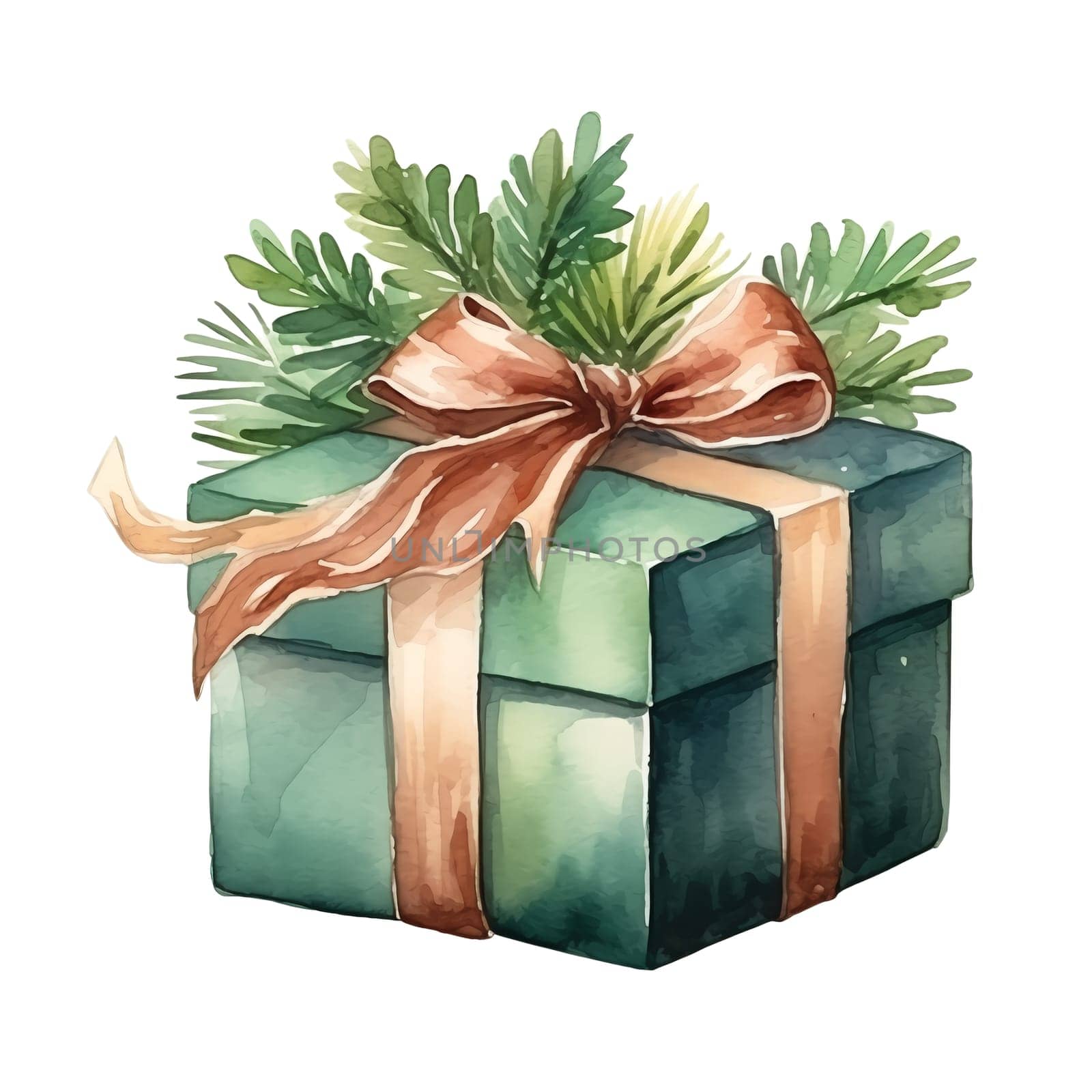 Watercolor Christmas Gifts Clipart, Christmas Watercolor Presents. AI Generated.