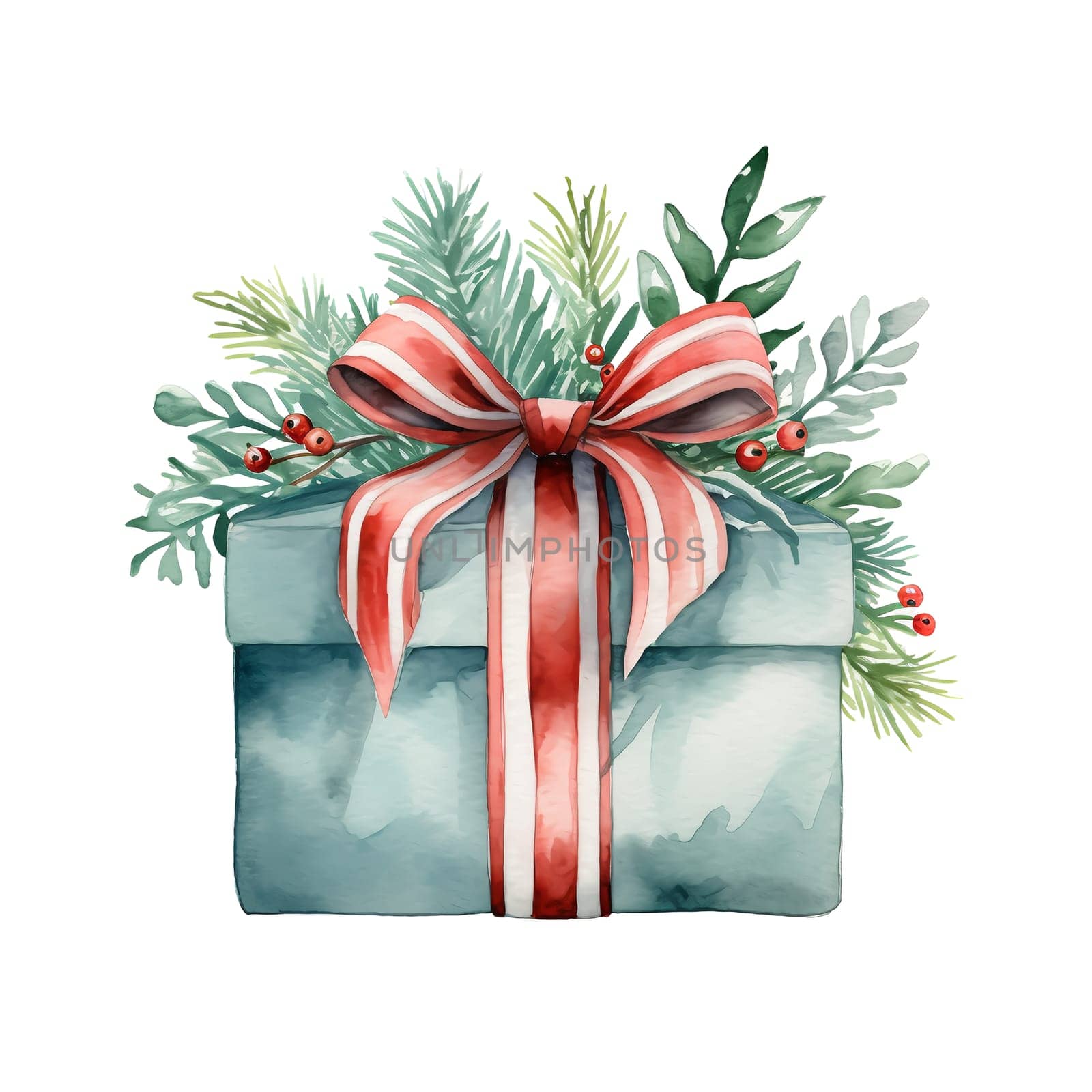 Watercolor Christmas Gifts Clipart, Christmas Watercolor Presents. by AndreyKENO
