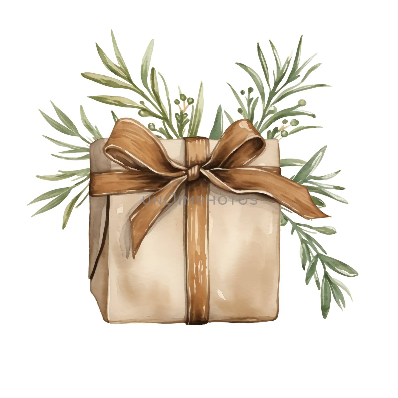 Watercolor Christmas Gifts Clipart, Christmas Watercolor Presents. AI Generated.