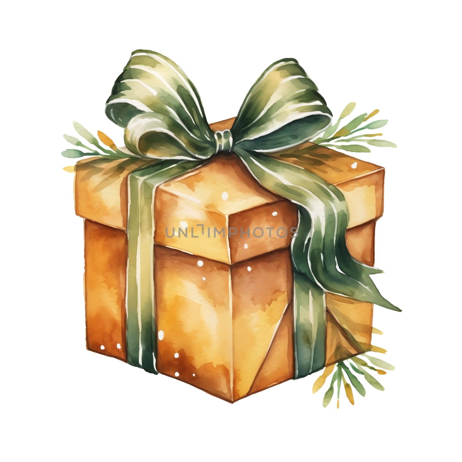 Watercolor Christmas Gifts Clipart, Christmas Watercolor Presents. AI Generated.