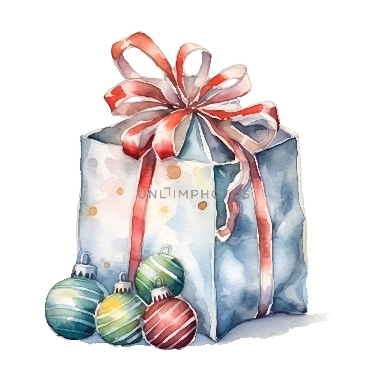 Watercolor Christmas Gifts Clipart, Christmas Watercolor Presents. AI Generated.