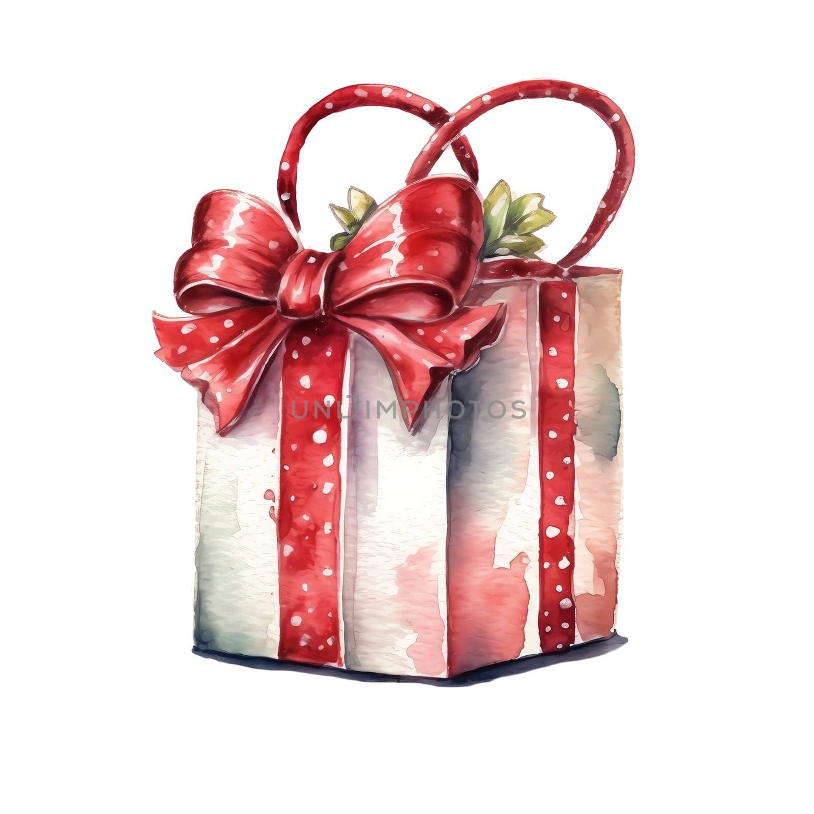 Watercolor Christmas Gifts Clipart, Christmas Watercolor Presents. AI Generated.