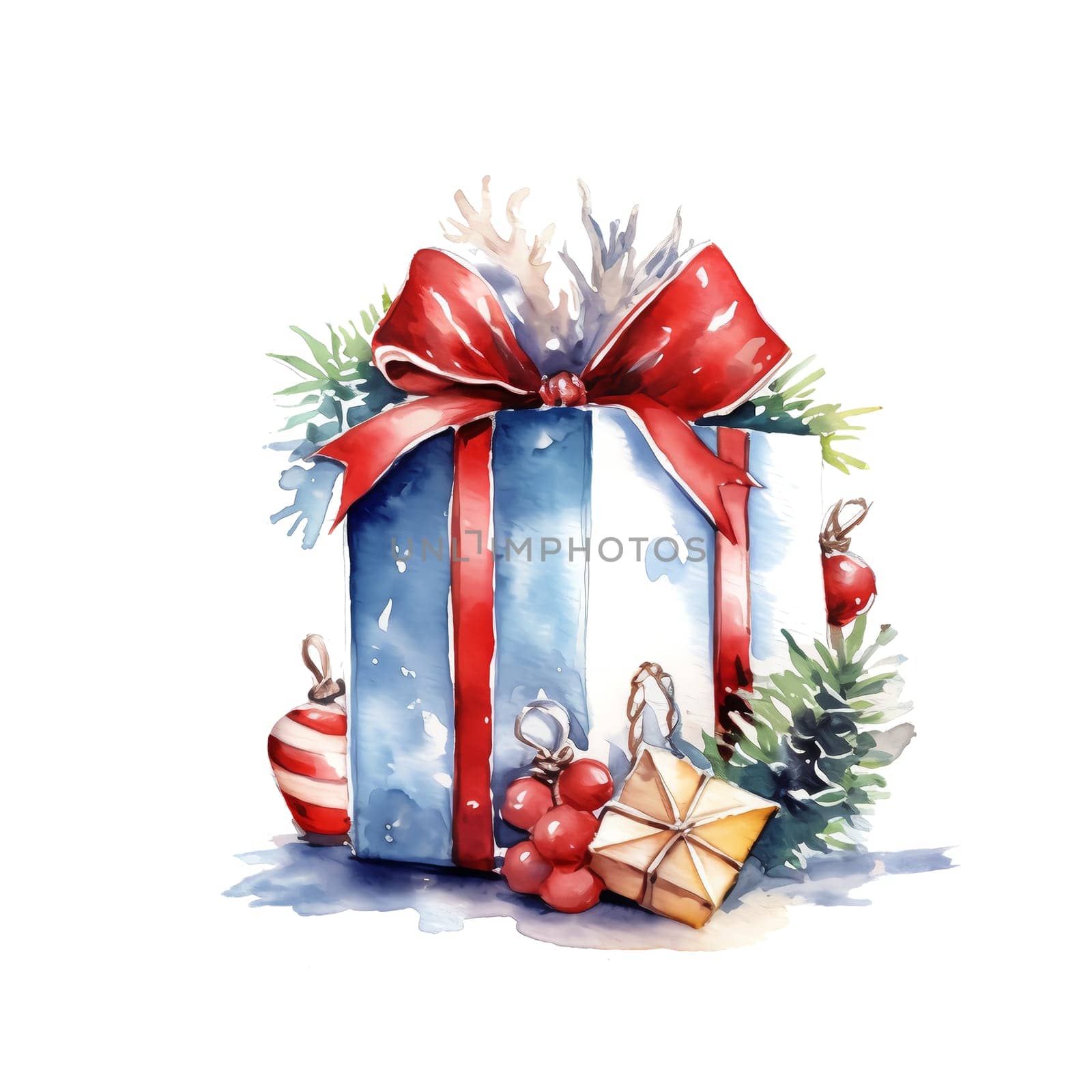 Watercolor Christmas Gifts Clipart, Christmas Watercolor Presents. by AndreyKENO