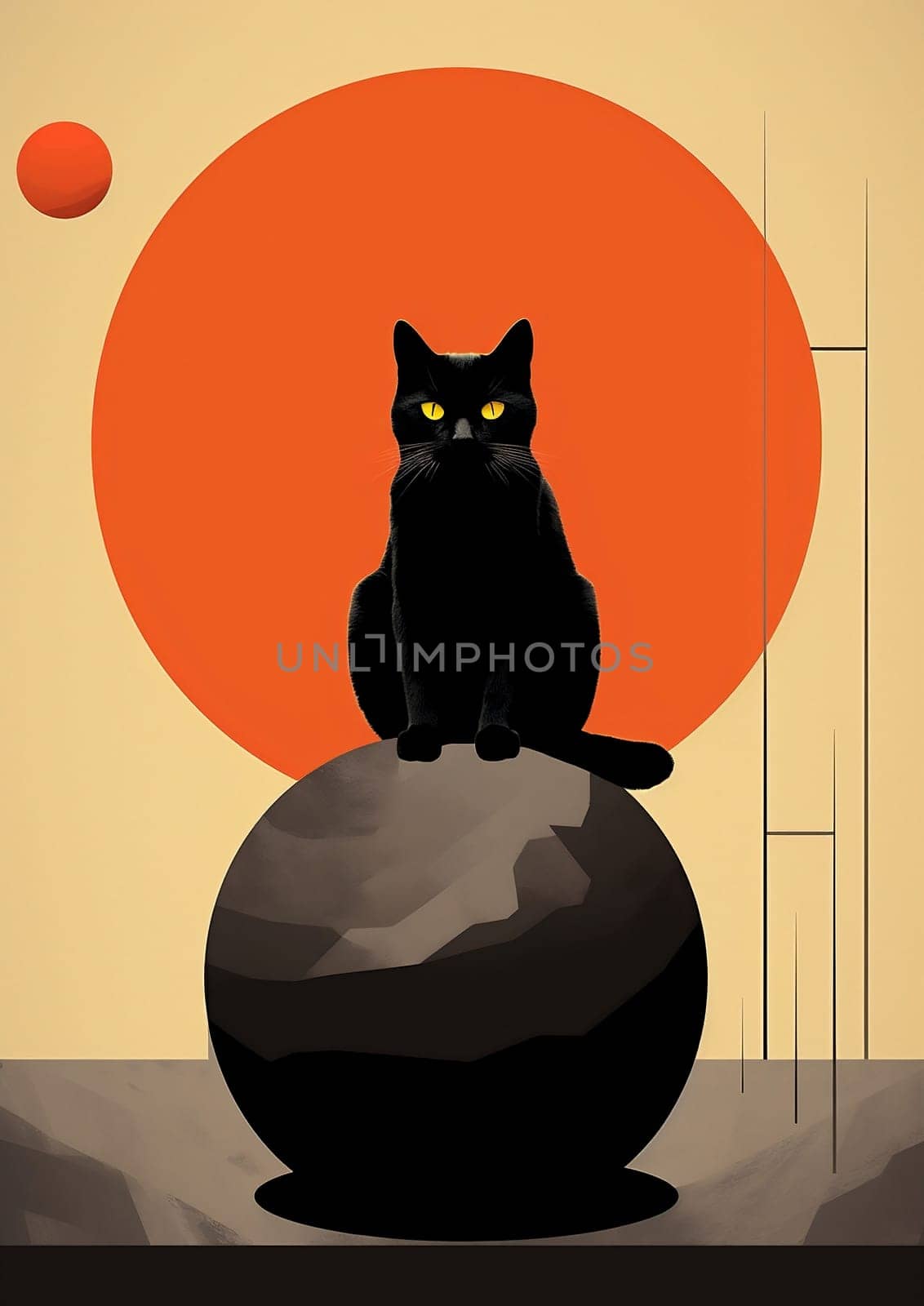 Animals illustration black pets cat background cute night domestic moon silhouette fur feline by Vichizh